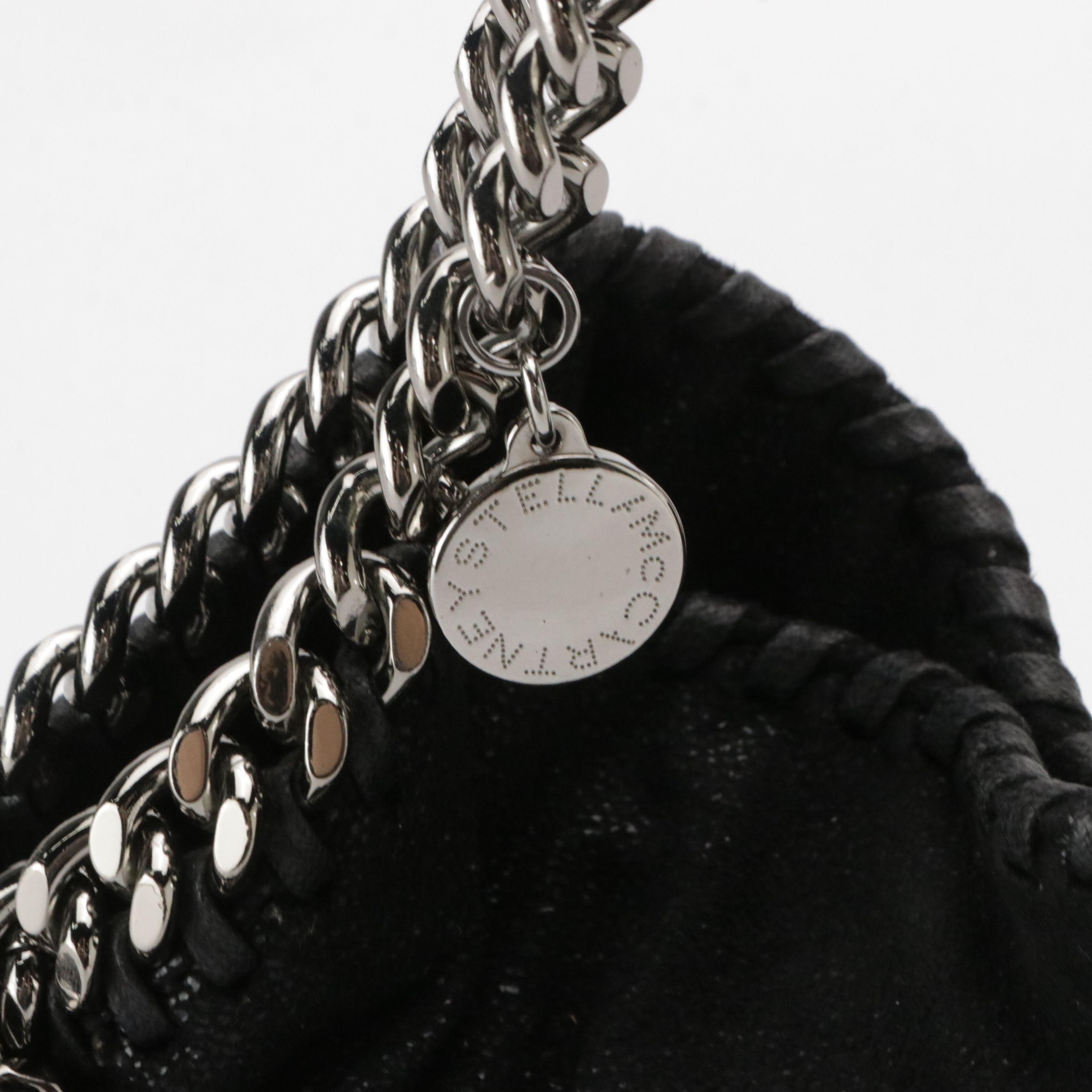Stella McCartney Falabella Chain Strap Bag in Black Shaggy Deer Faux-Suede