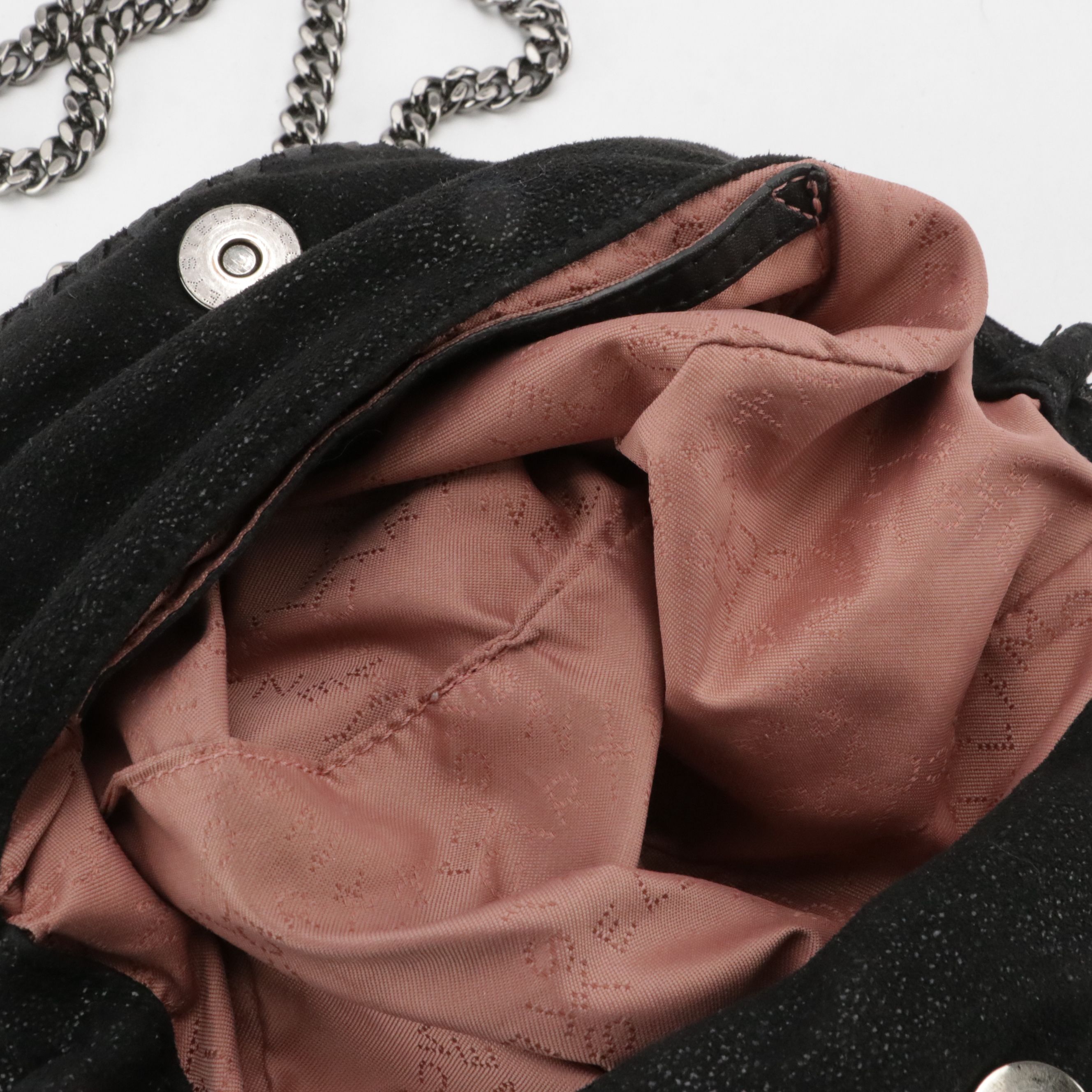 Stella McCartney Falabella Chain Strap Bag in Black Shaggy Deer Faux-Suede