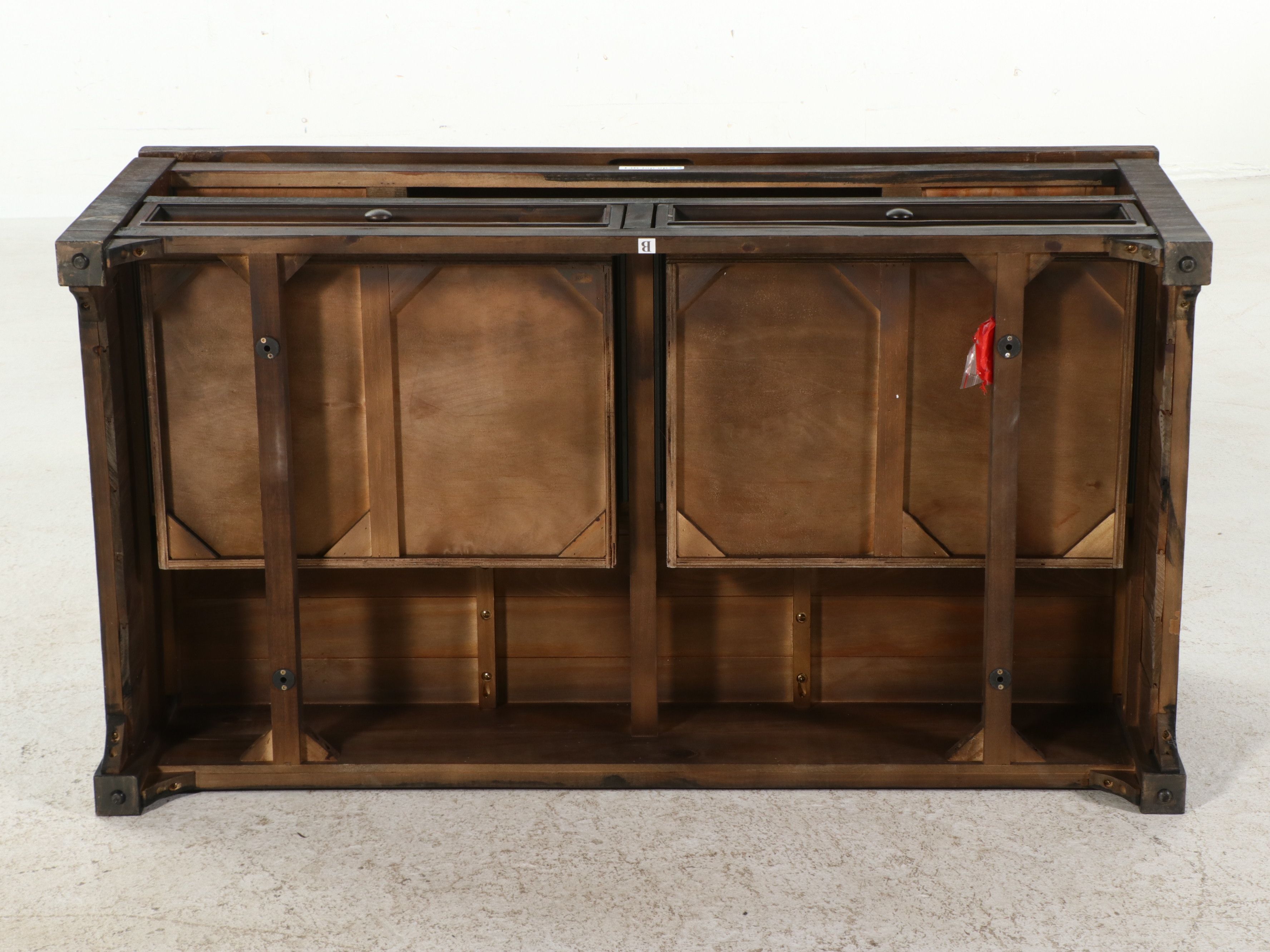 Contemporary Rustic "Lift-Top" Coffee Table with Two Storage Drawers, 21st C.