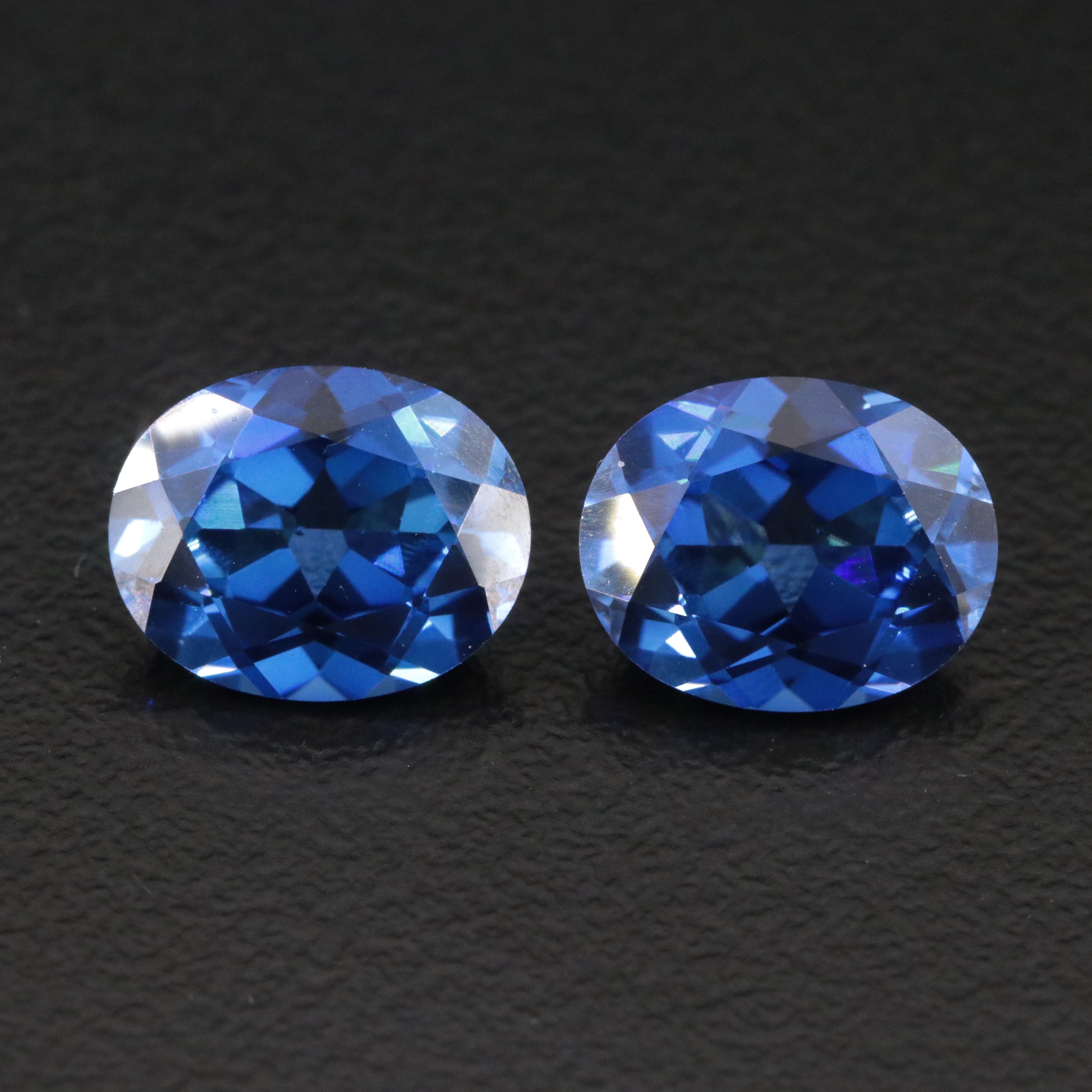 Loose 6.98 Lab Grown Sapphire Pair
