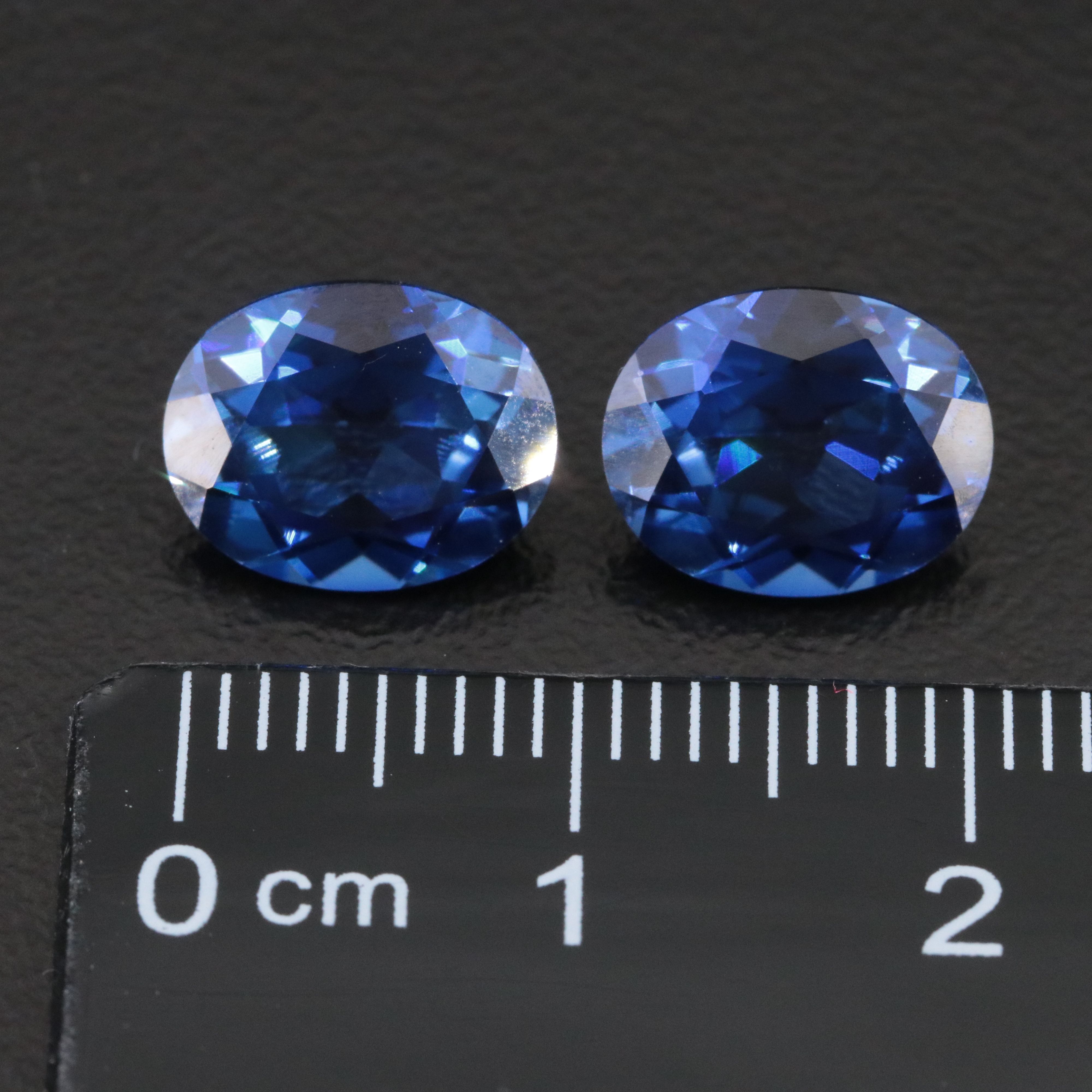Loose 6.98 Lab Grown Sapphire Pair