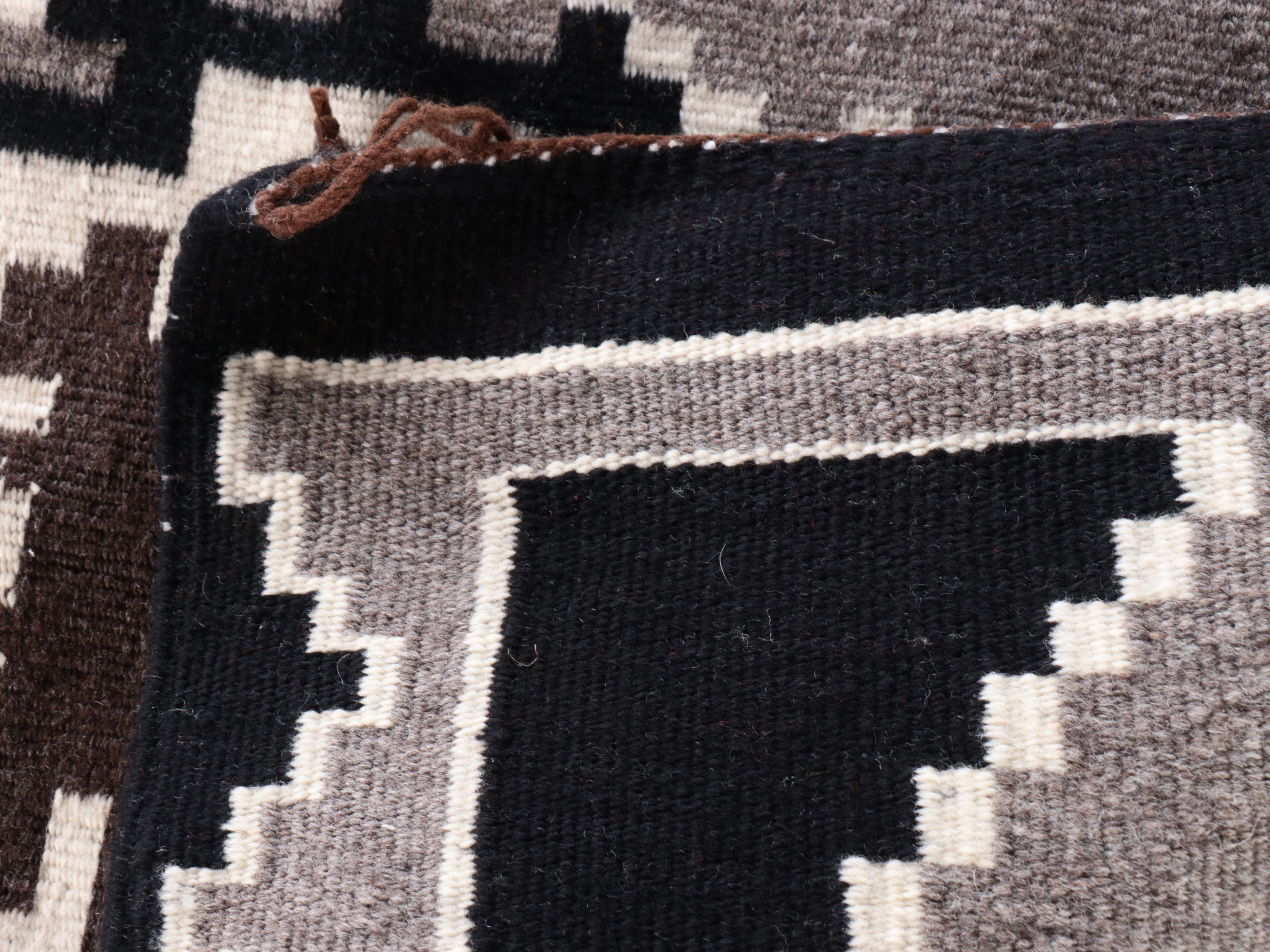 1'10 x 2'9 Handwoven Navajo Two Gray Hills Style Wool Rug