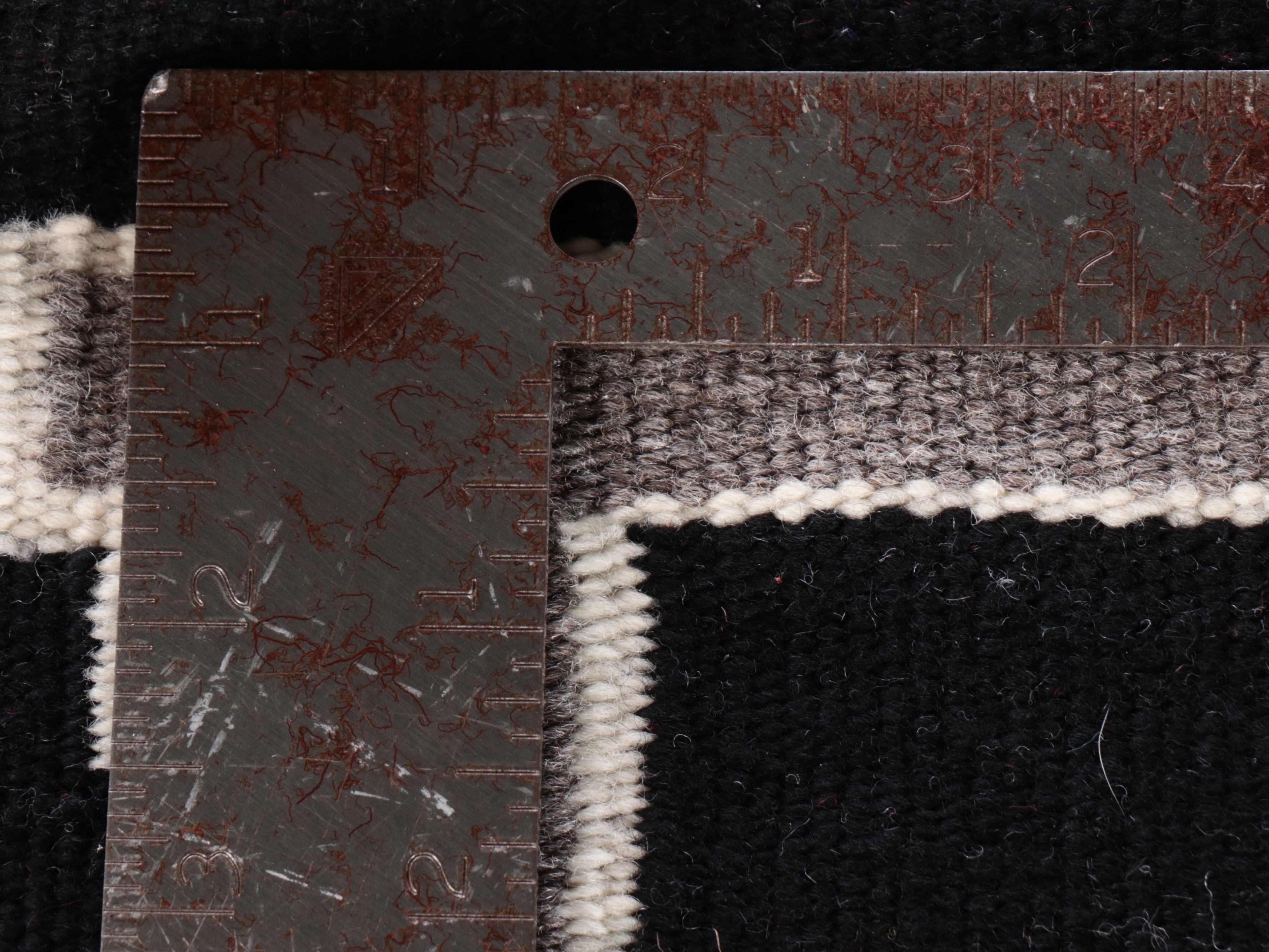 1'10 x 2'9 Handwoven Navajo Two Gray Hills Style Wool Rug