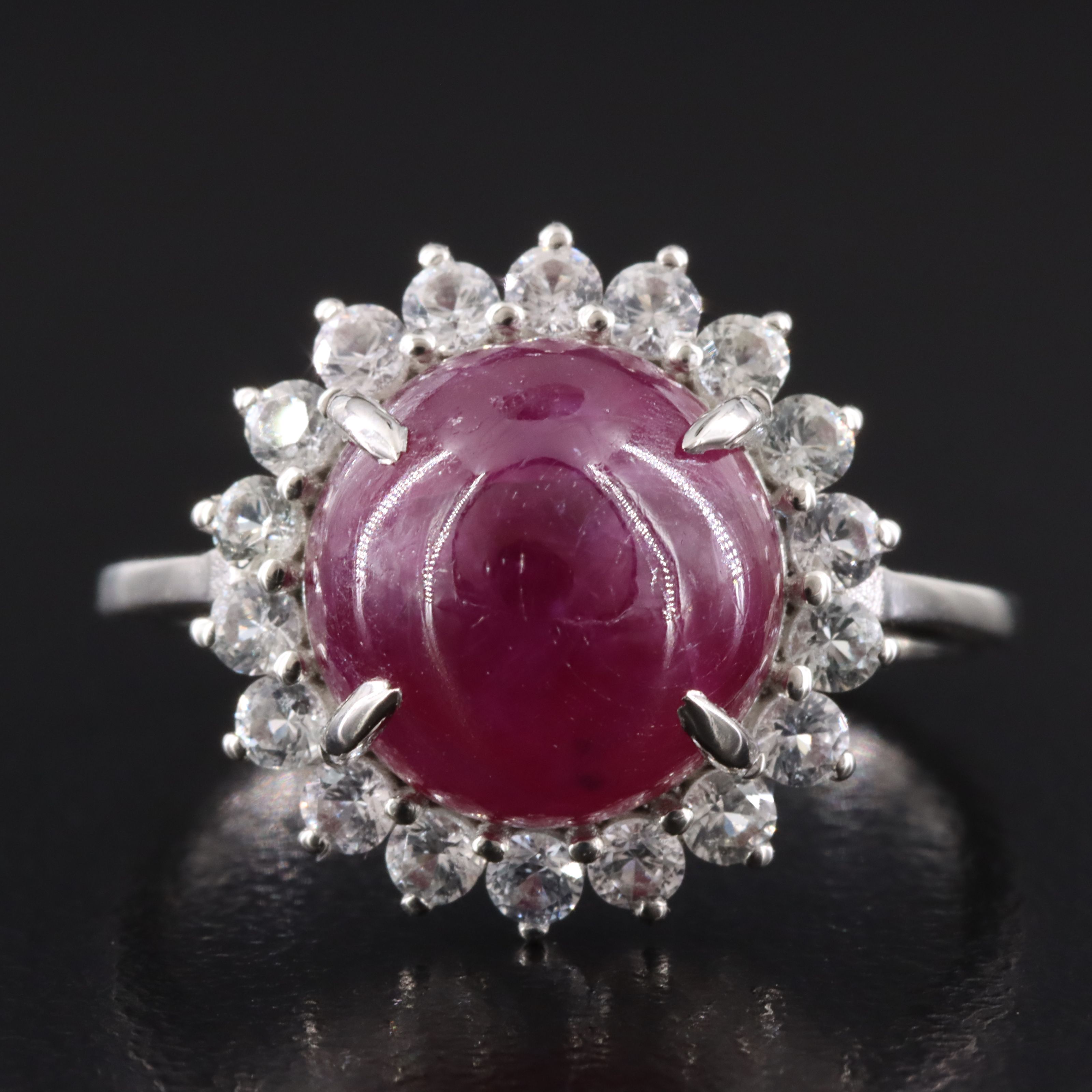 Platinum 4.96 CT Ruby and White Sapphire Ring