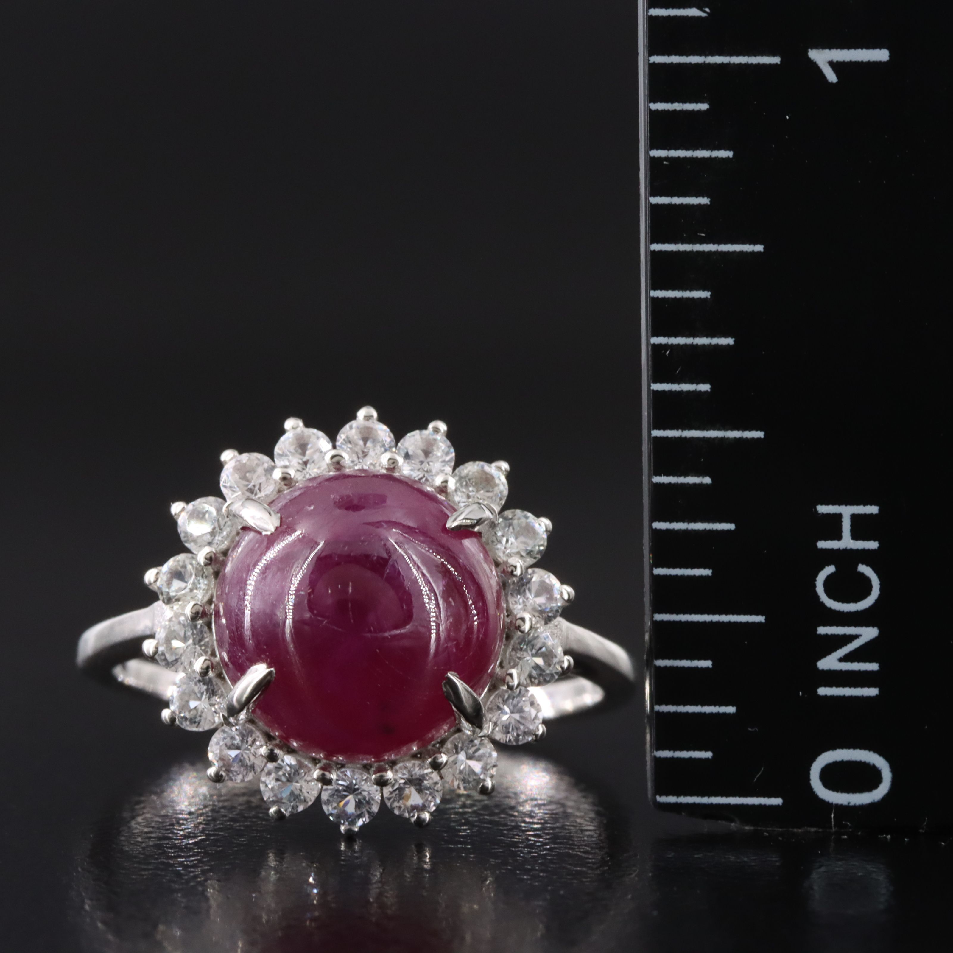 Platinum 4.96 CT Ruby and White Sapphire Ring