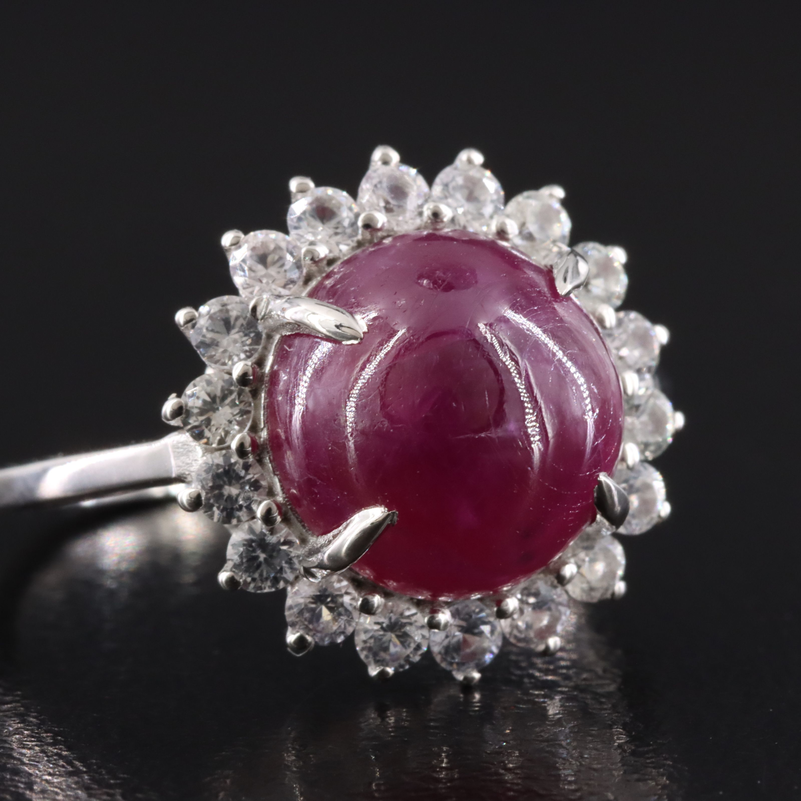 Platinum 4.96 CT Ruby and White Sapphire Ring