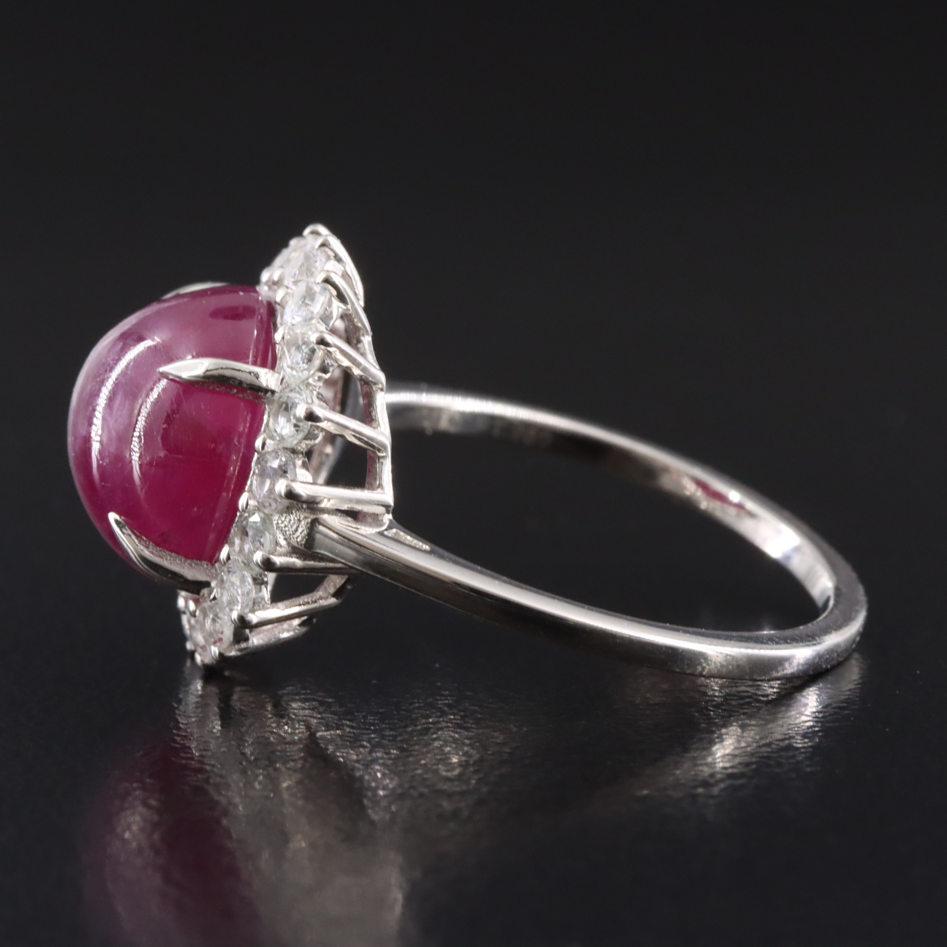 Platinum 4.96 CT Ruby and White Sapphire Ring