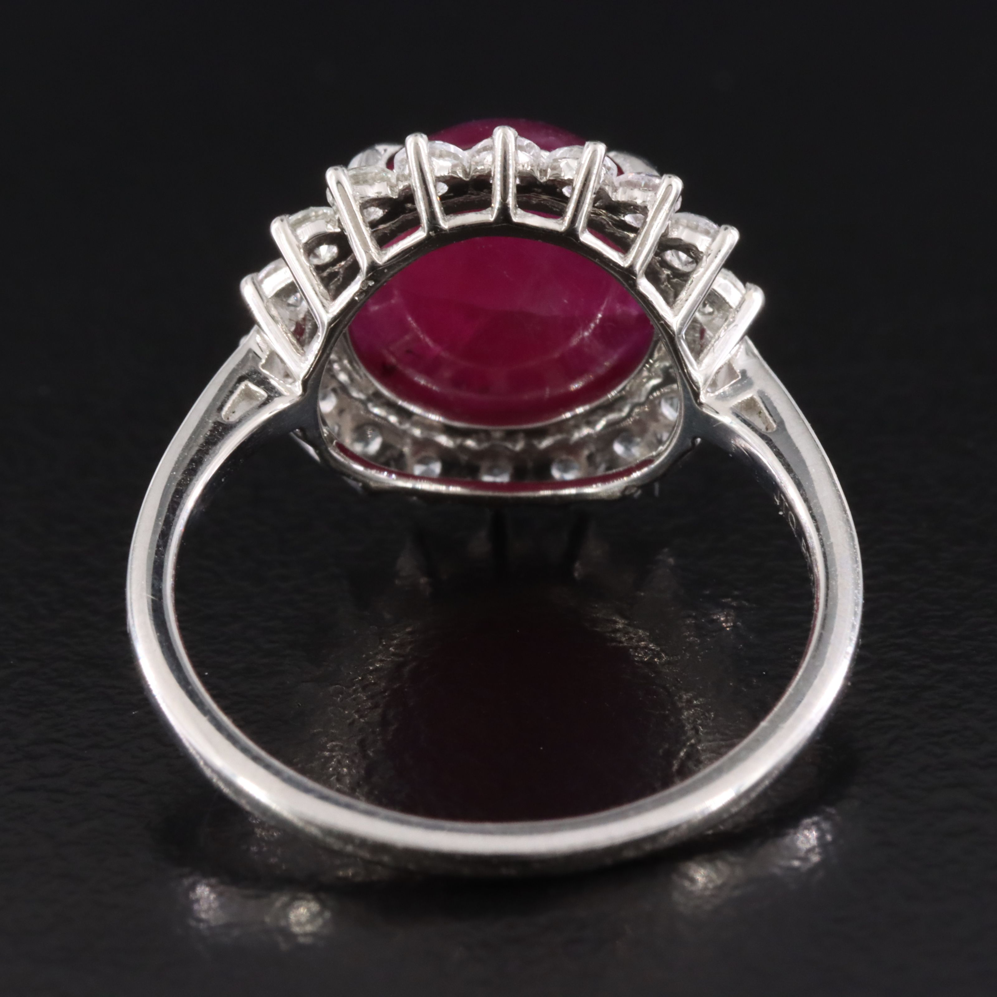 Platinum 4.96 CT Ruby and White Sapphire Ring