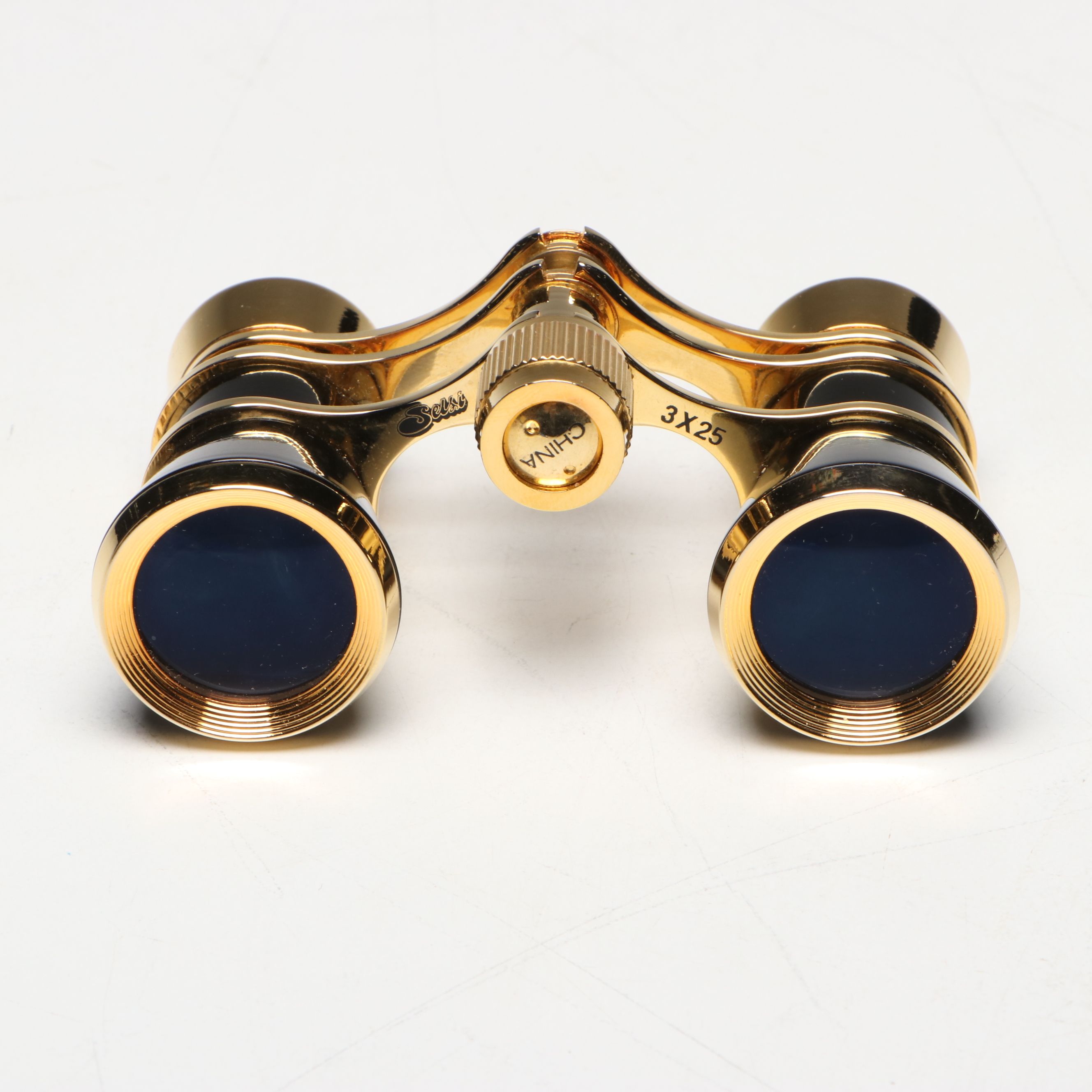 Selsie Black and Gold Finish Metal Opera Glasses with Drawstring Pouch