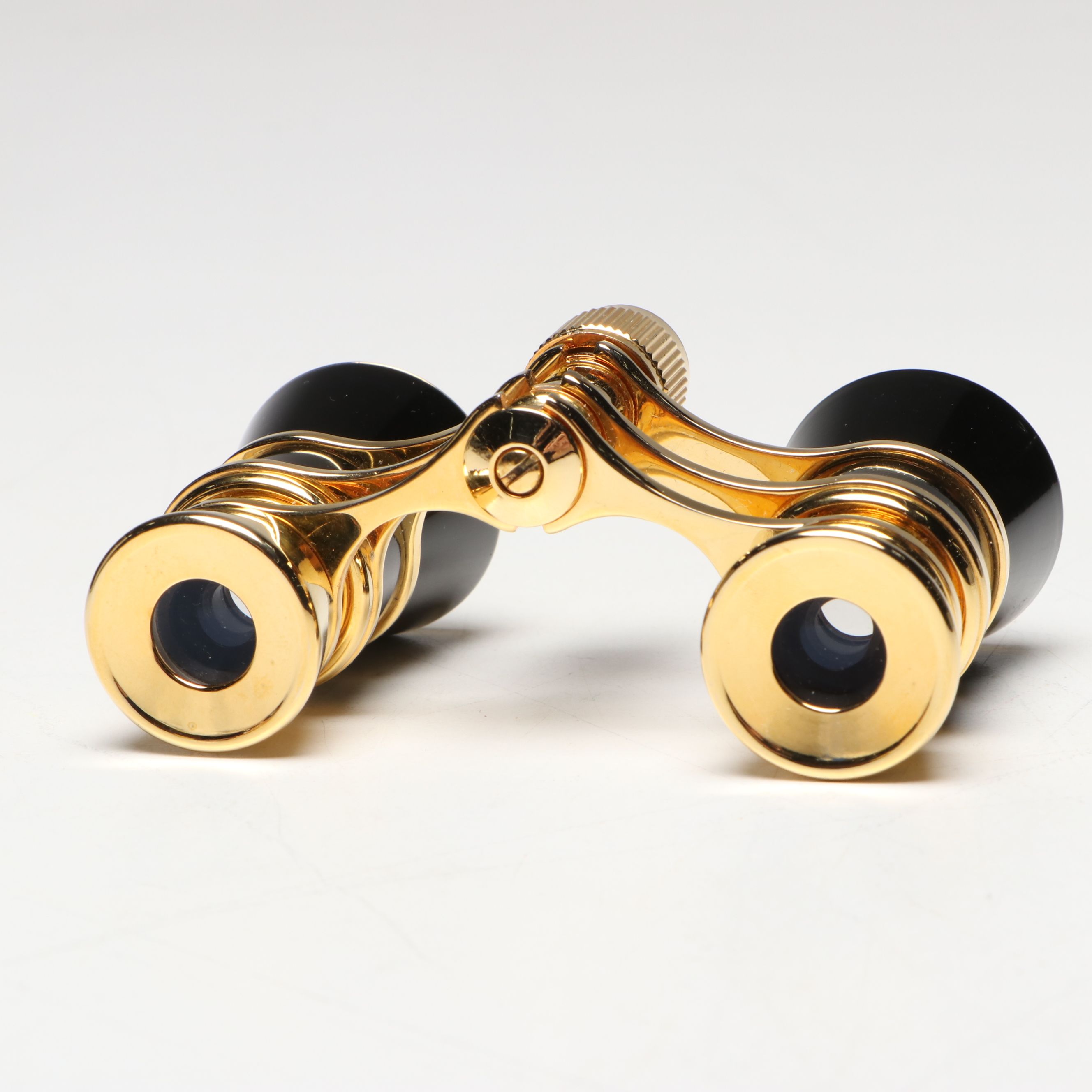 Selsie Black and Gold Finish Metal Opera Glasses with Drawstring Pouch