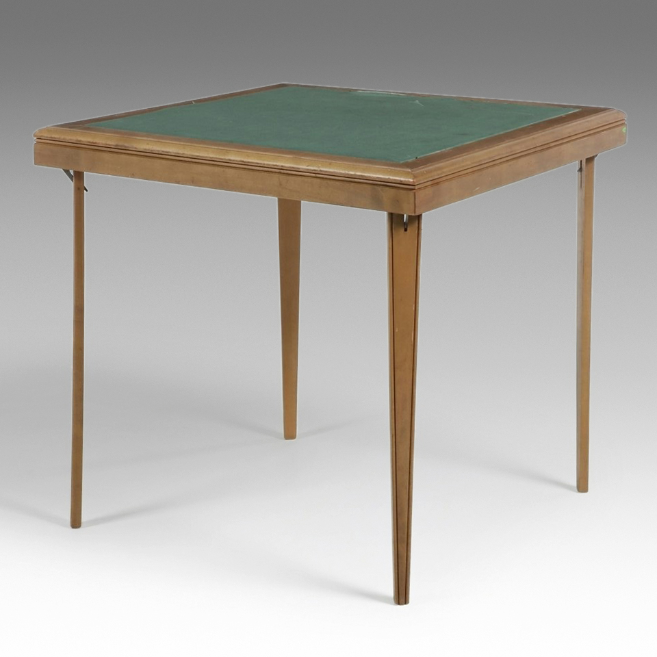 Mid Century Modern Folding Card Table with Inset Felt Top, Circa 1960