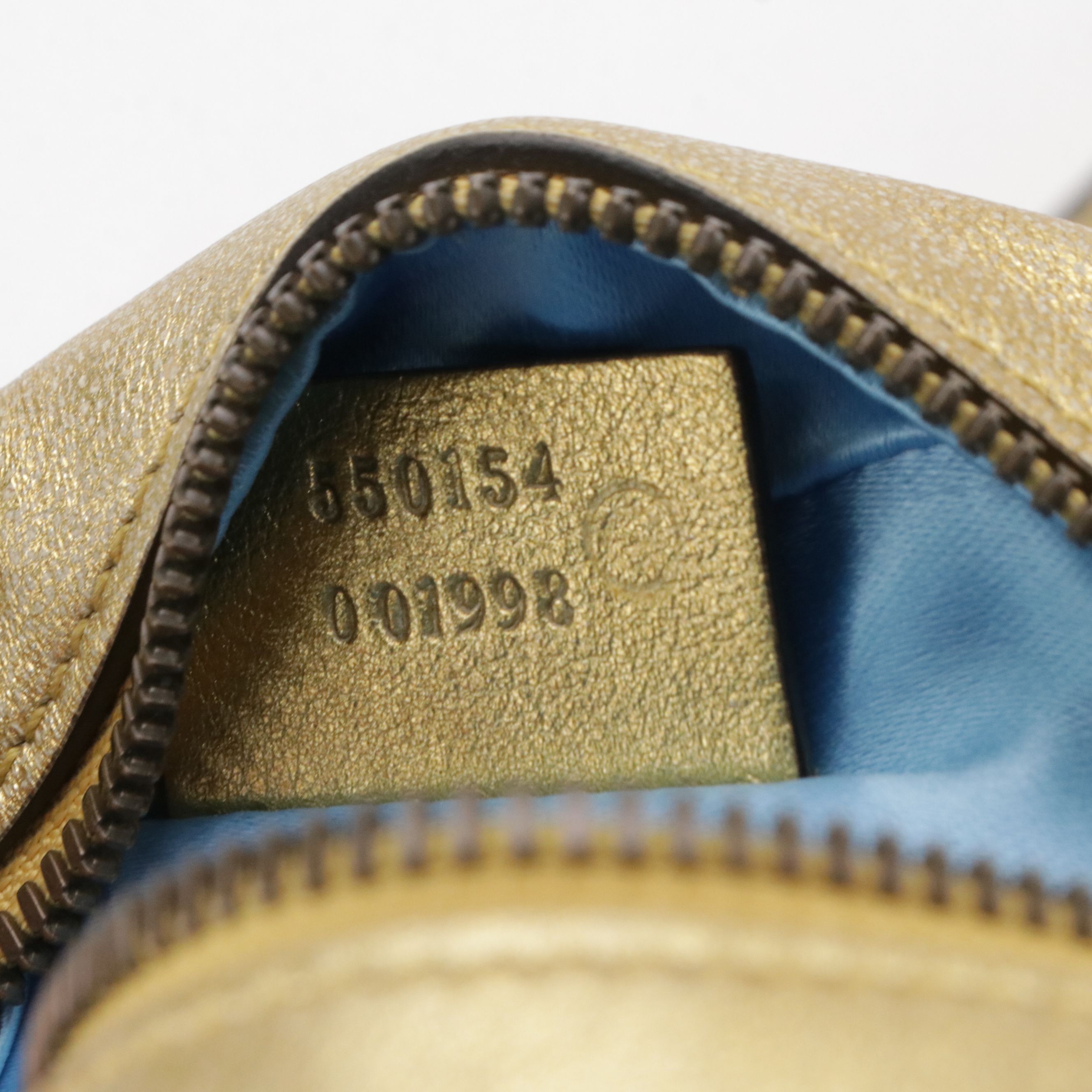 Gucci Marmont Mini Round Crossbody in Metallic Gold and Pink Leather