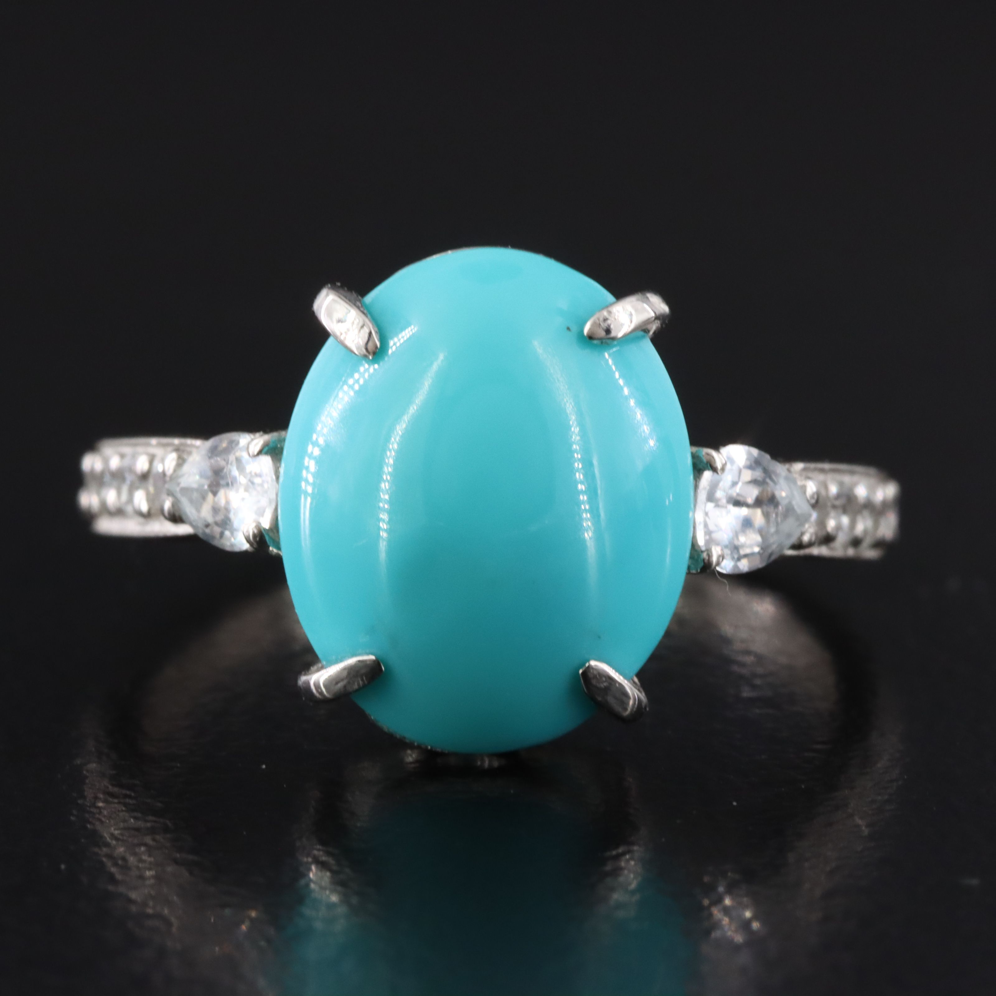 Platinum Turquoise and White Sapphire Ring