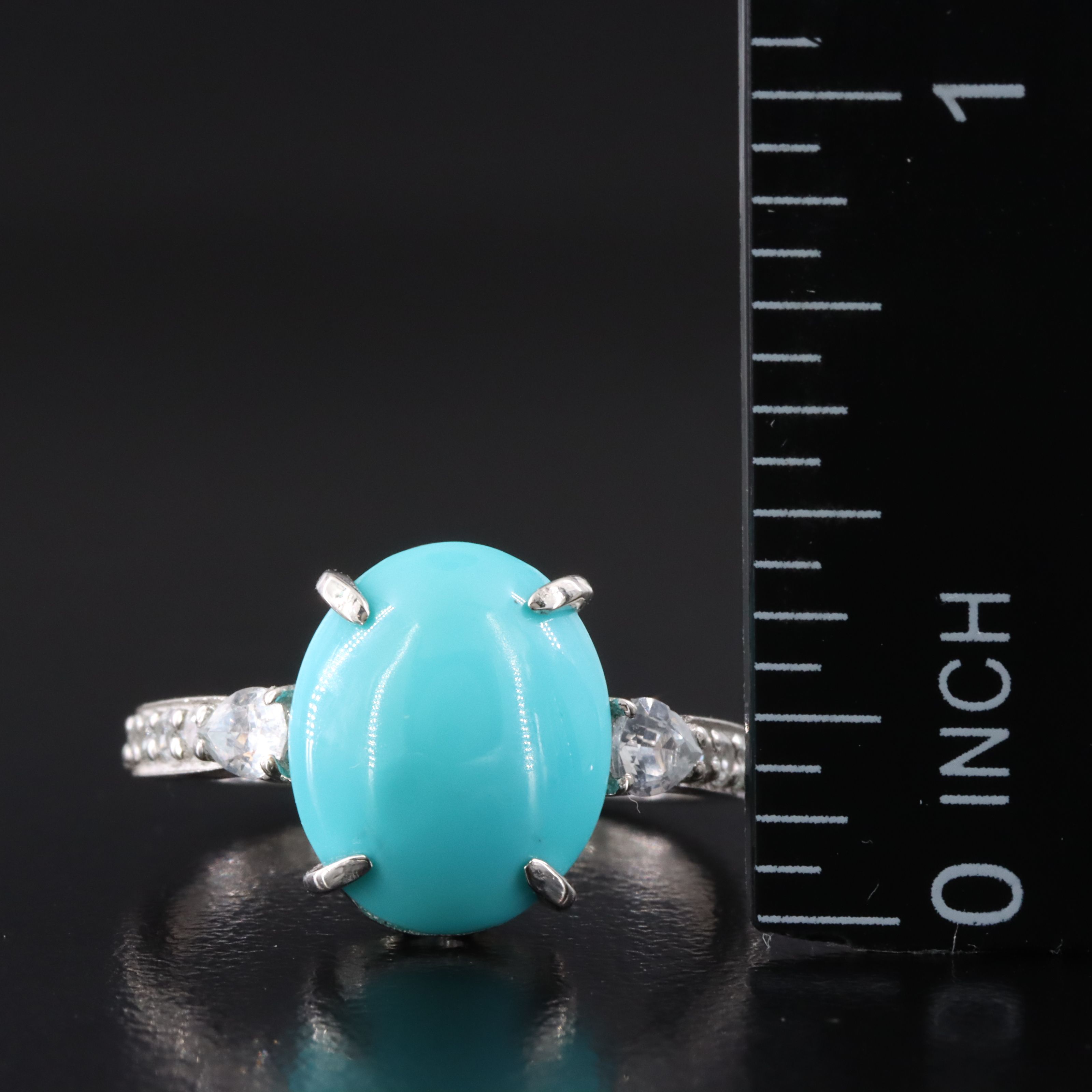 Platinum Turquoise and White Sapphire Ring