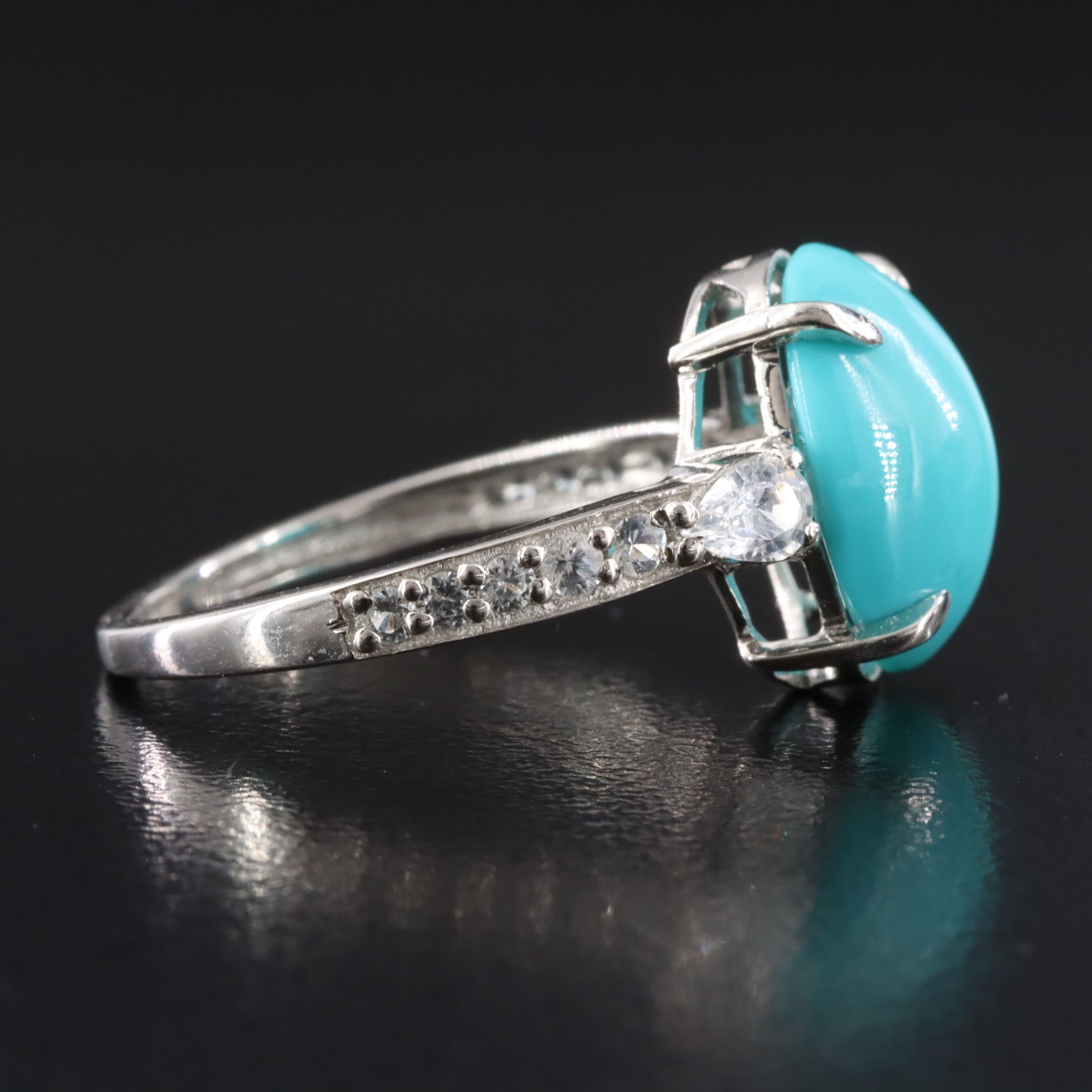 Platinum Turquoise and White Sapphire Ring