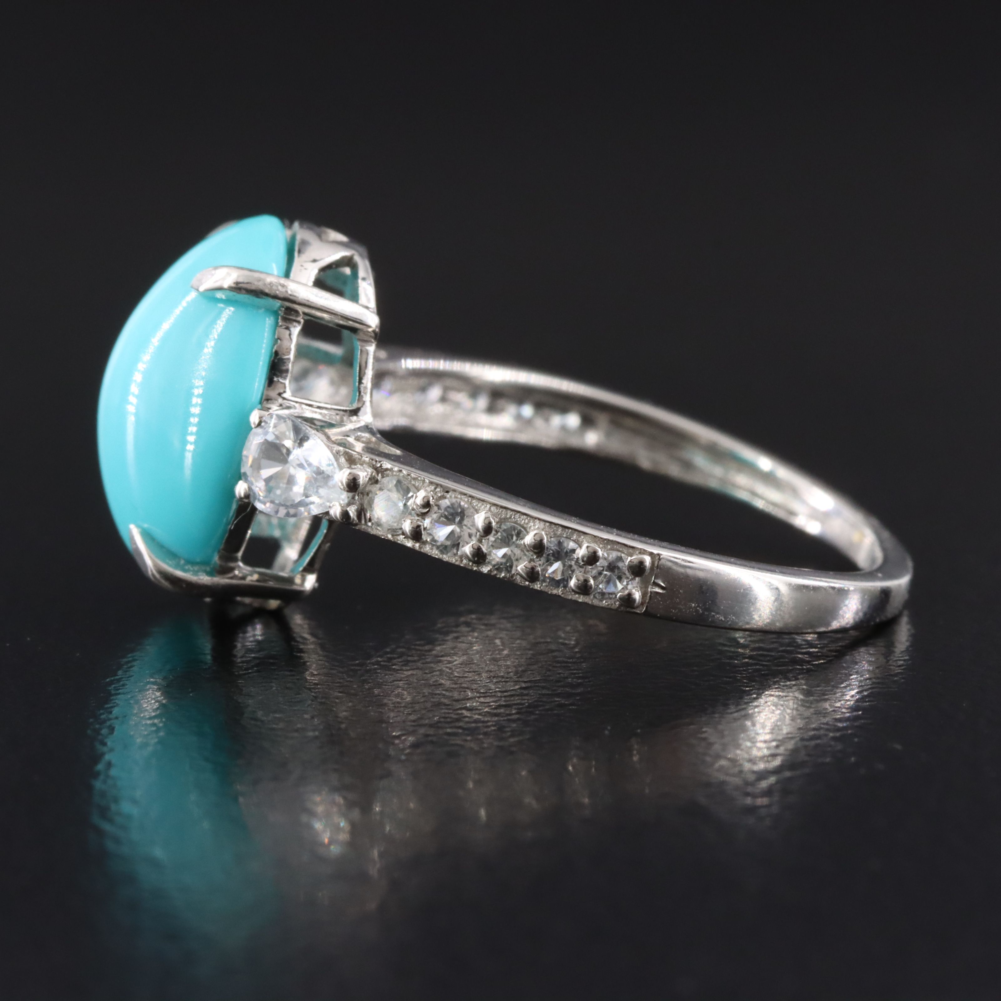 Platinum Turquoise and White Sapphire Ring
