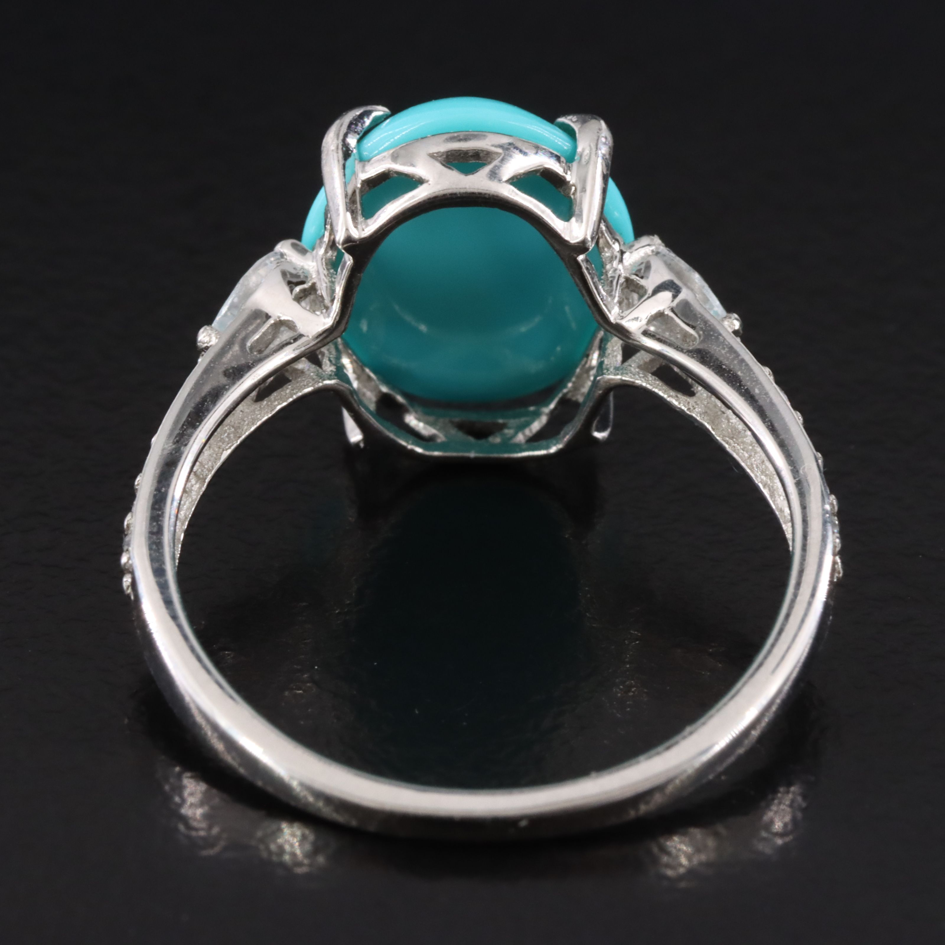 Platinum Turquoise and White Sapphire Ring