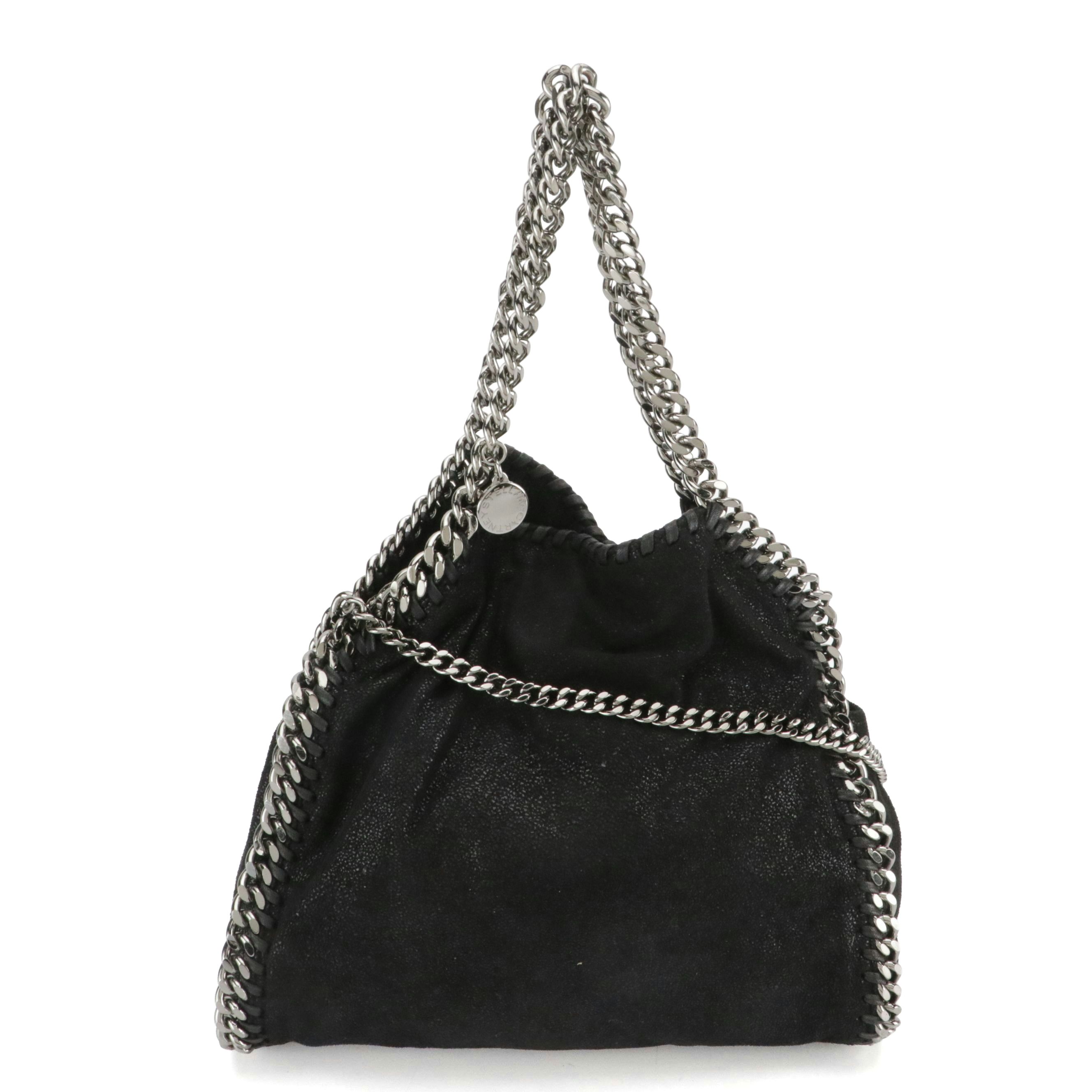 Stella McCartney Falabella Chain Strap Bag in Black Shaggy Deer Faux-Suede