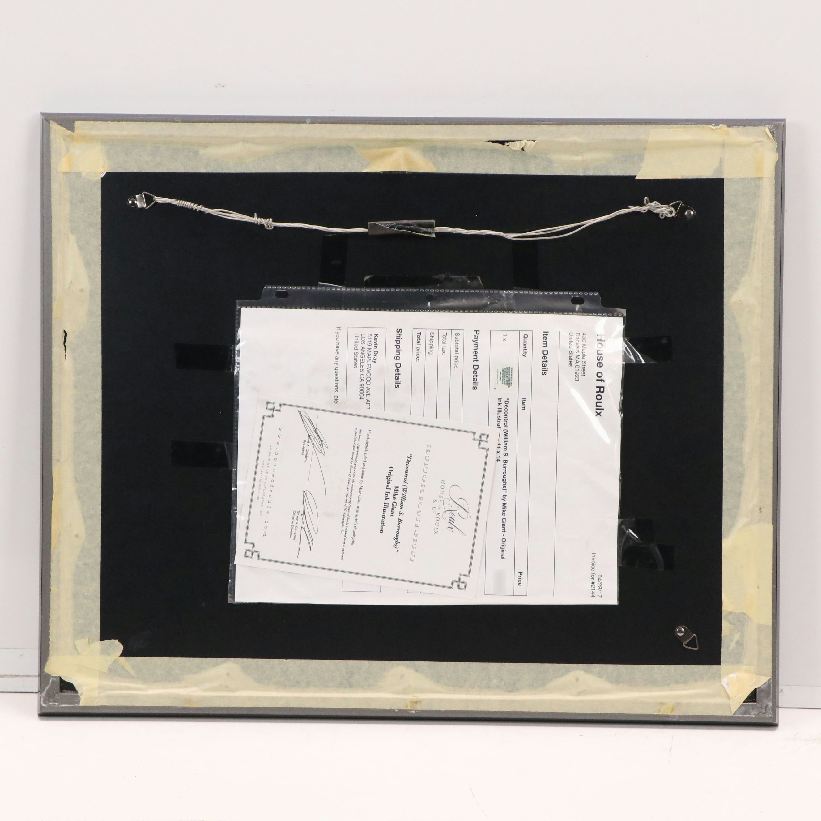 Mike Giant Ink Letterwork with William S. Burroughs Quote "Decontrol," 2017