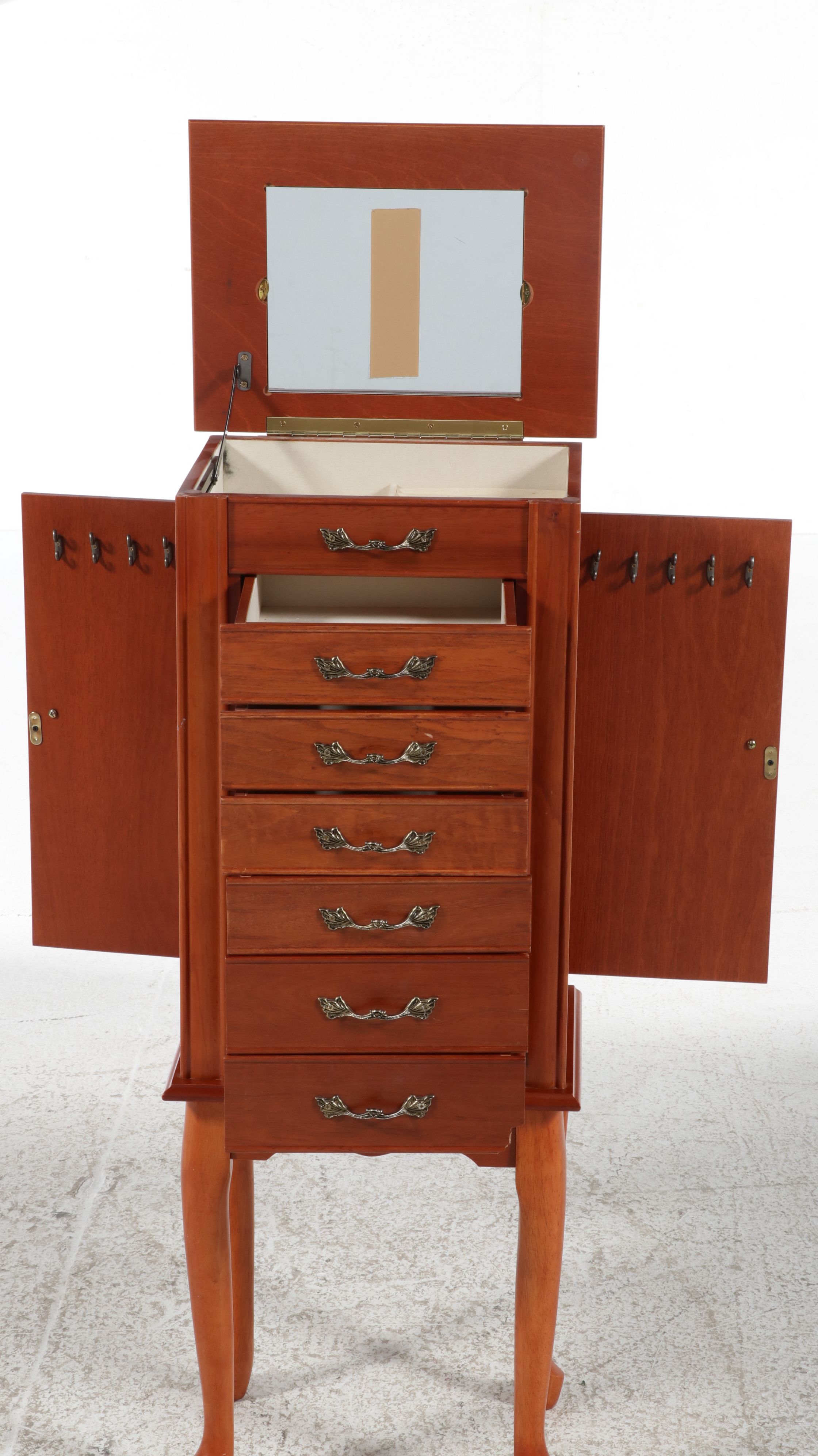 Mele Queen Anne Style Standing Jewelry Armoire, 21st Century