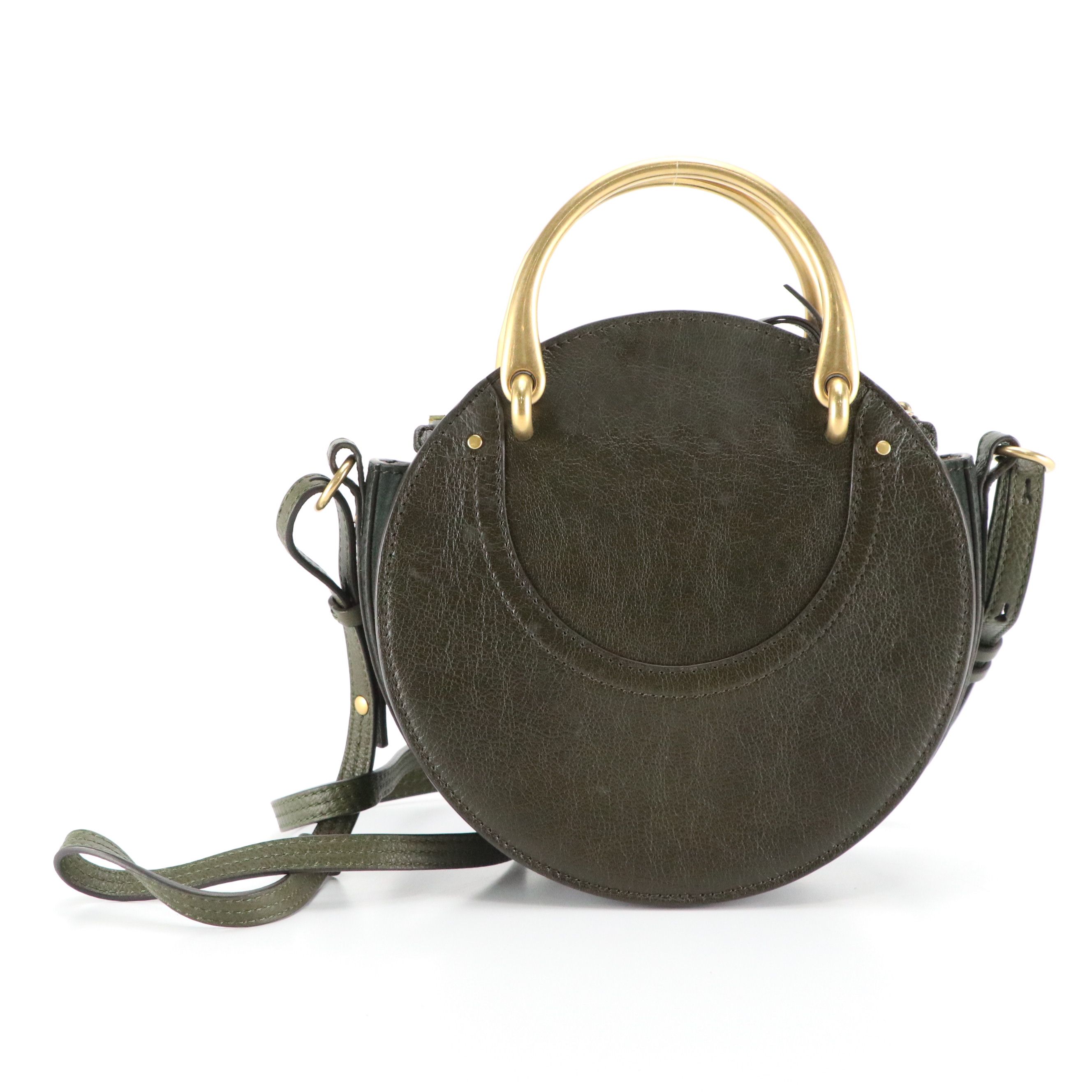 Chloé Pixie Min Round Two Way Bag in Olive Green Leather