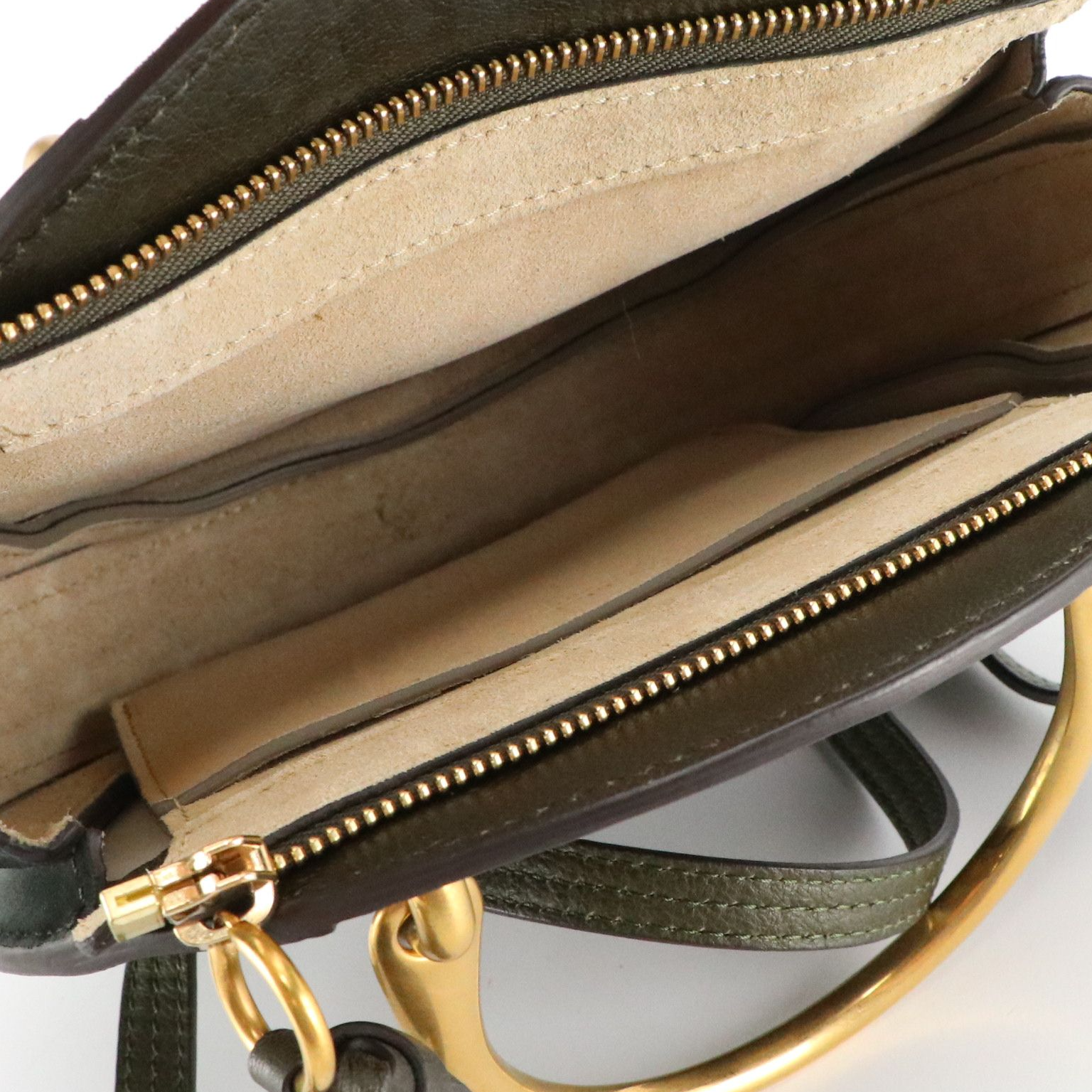 Chloé Pixie Min Round Two Way Bag in Olive Green Leather