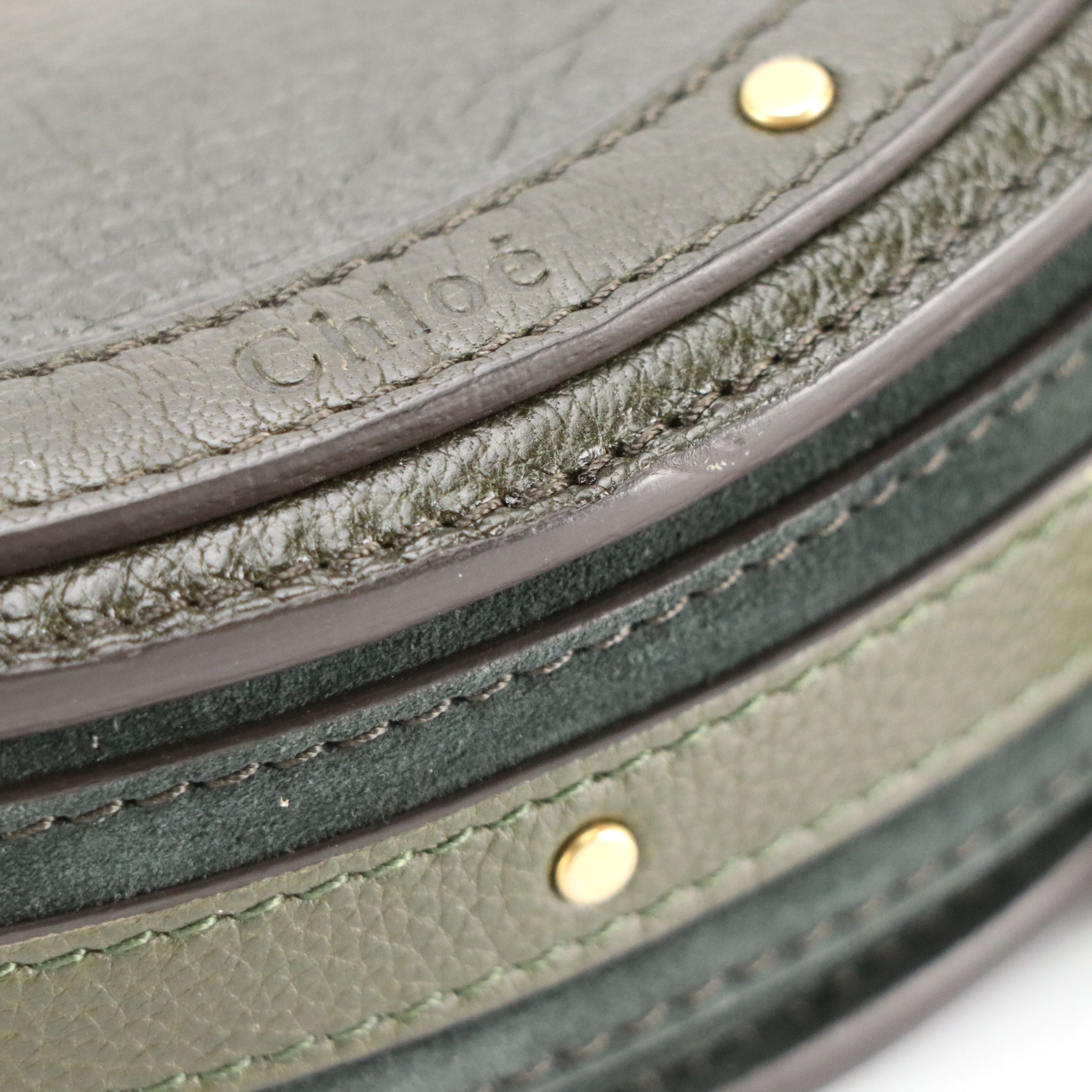 Chloé Pixie Min Round Two Way Bag in Olive Green Leather