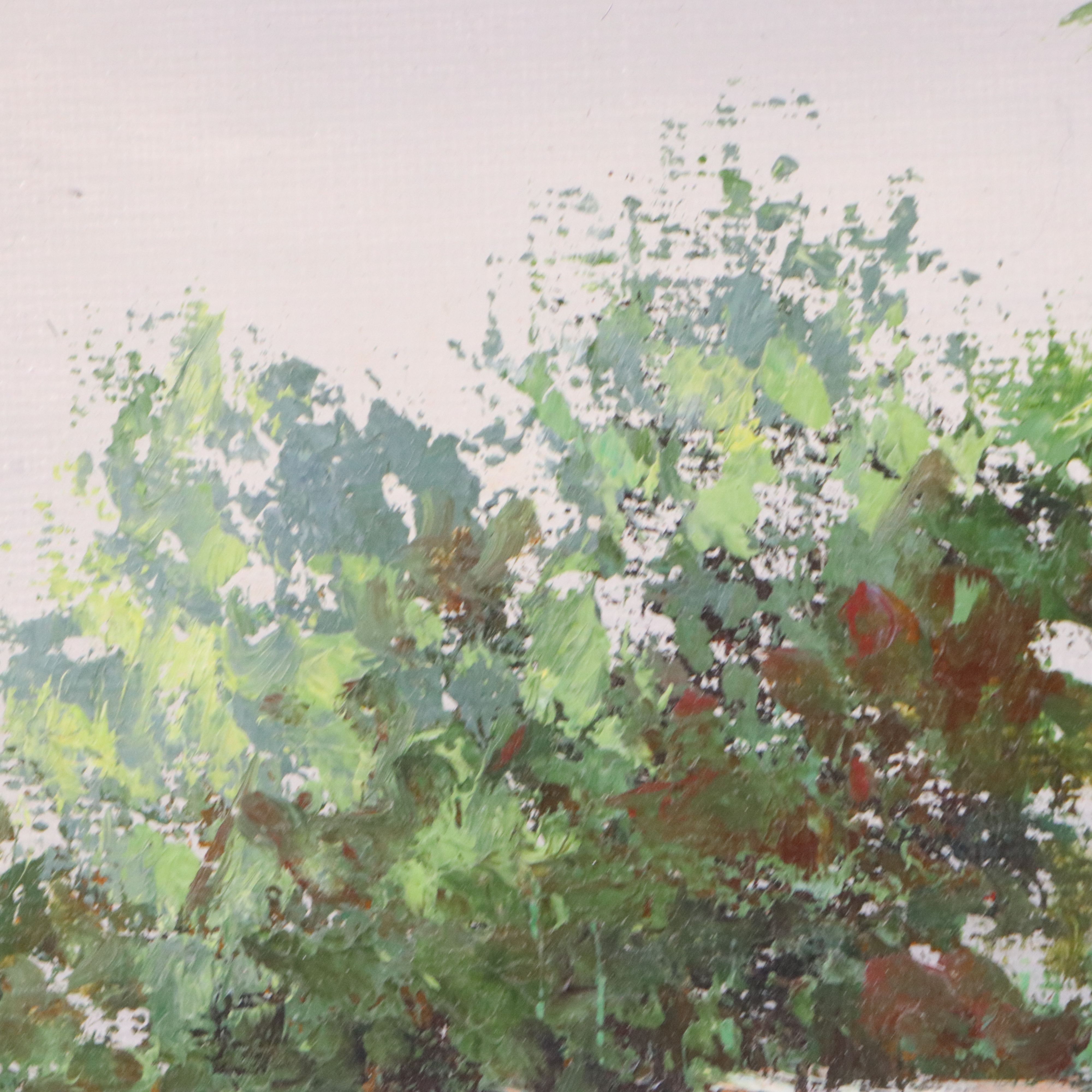 Thai Souvenir Oil Painting of Fishing Village, Circa 1979