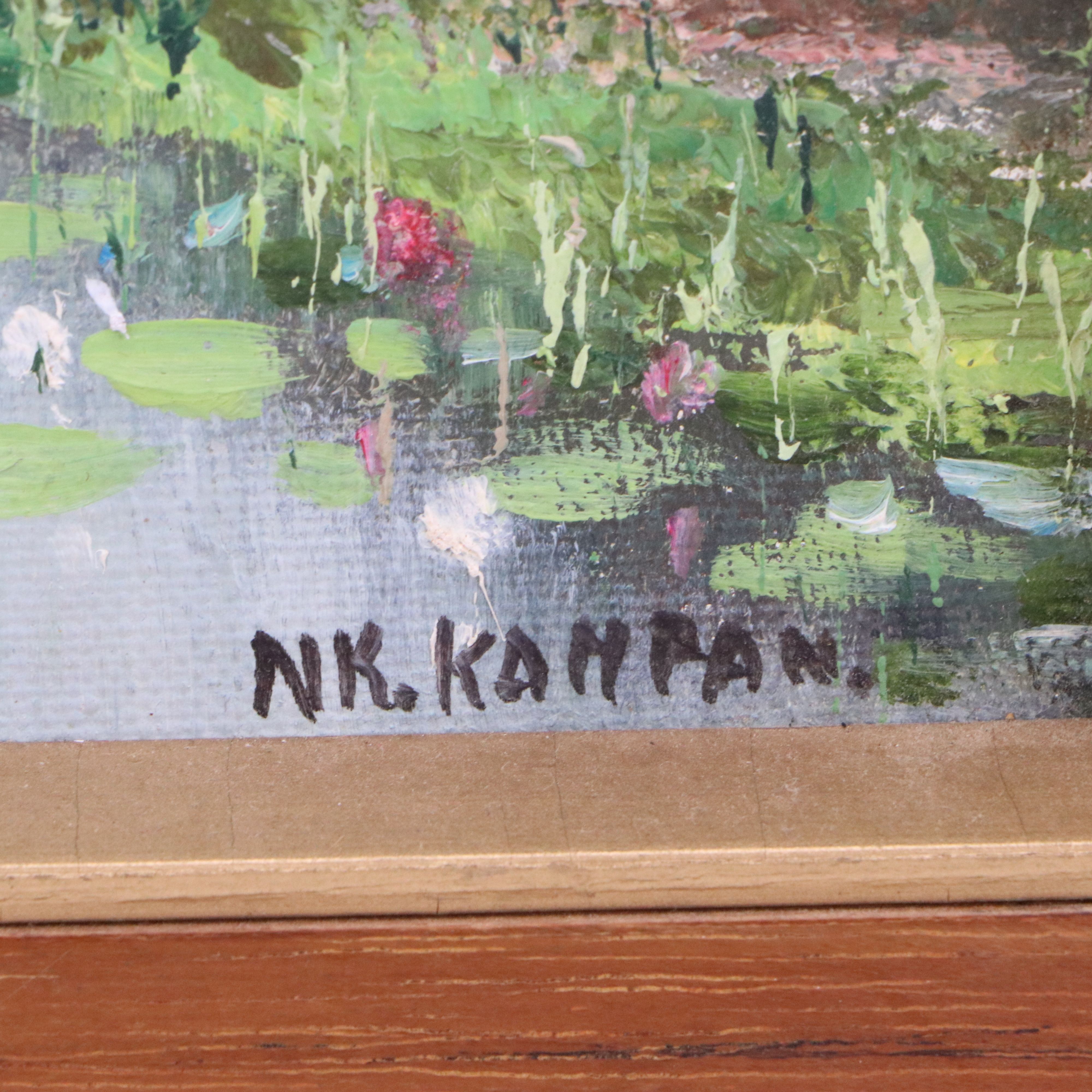 Thai Souvenir Oil Painting of Fishing Village, Circa 1979