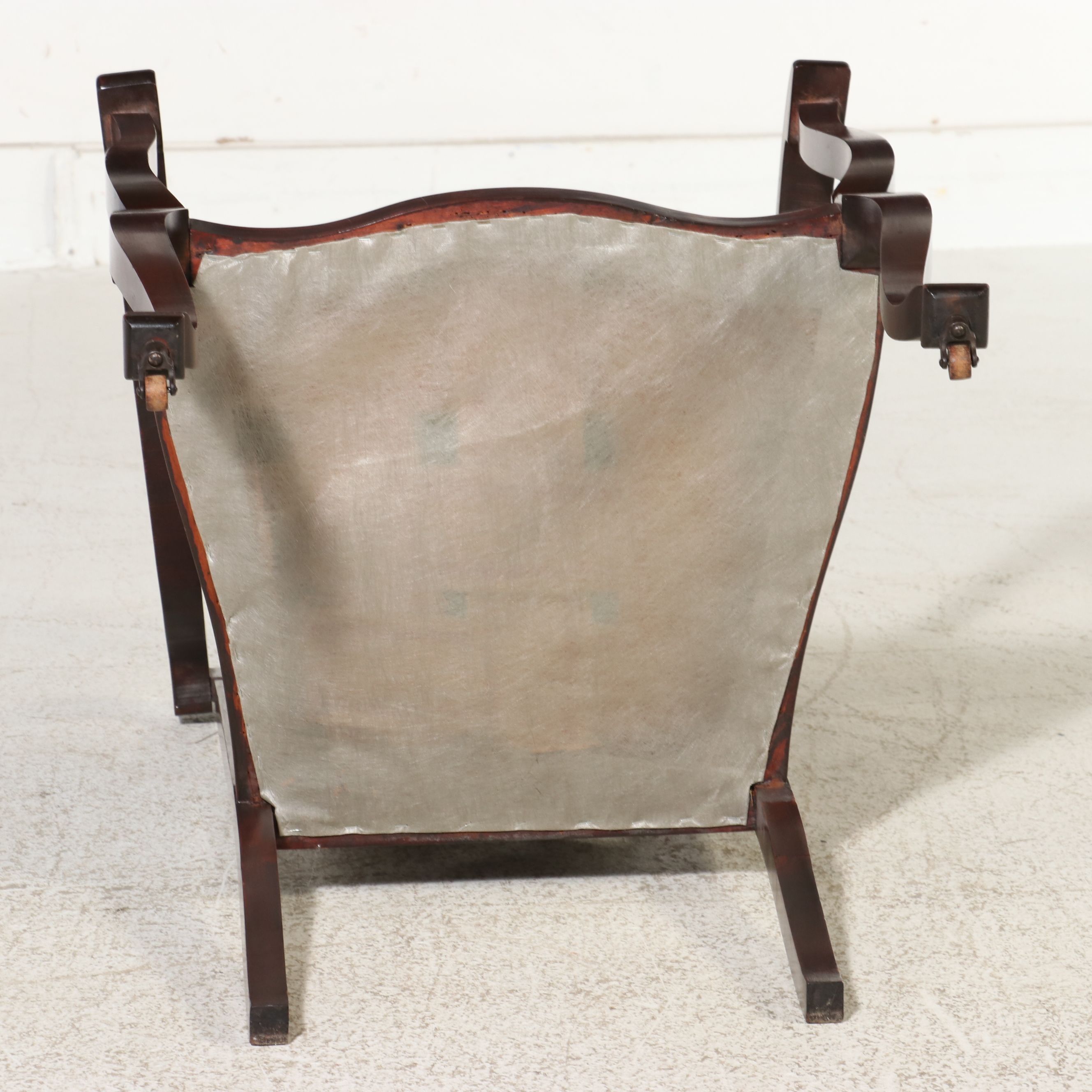 Art Nouveau Mahogany Inlaid Shield-Back Armchair with Bargello Needlepoint Seat