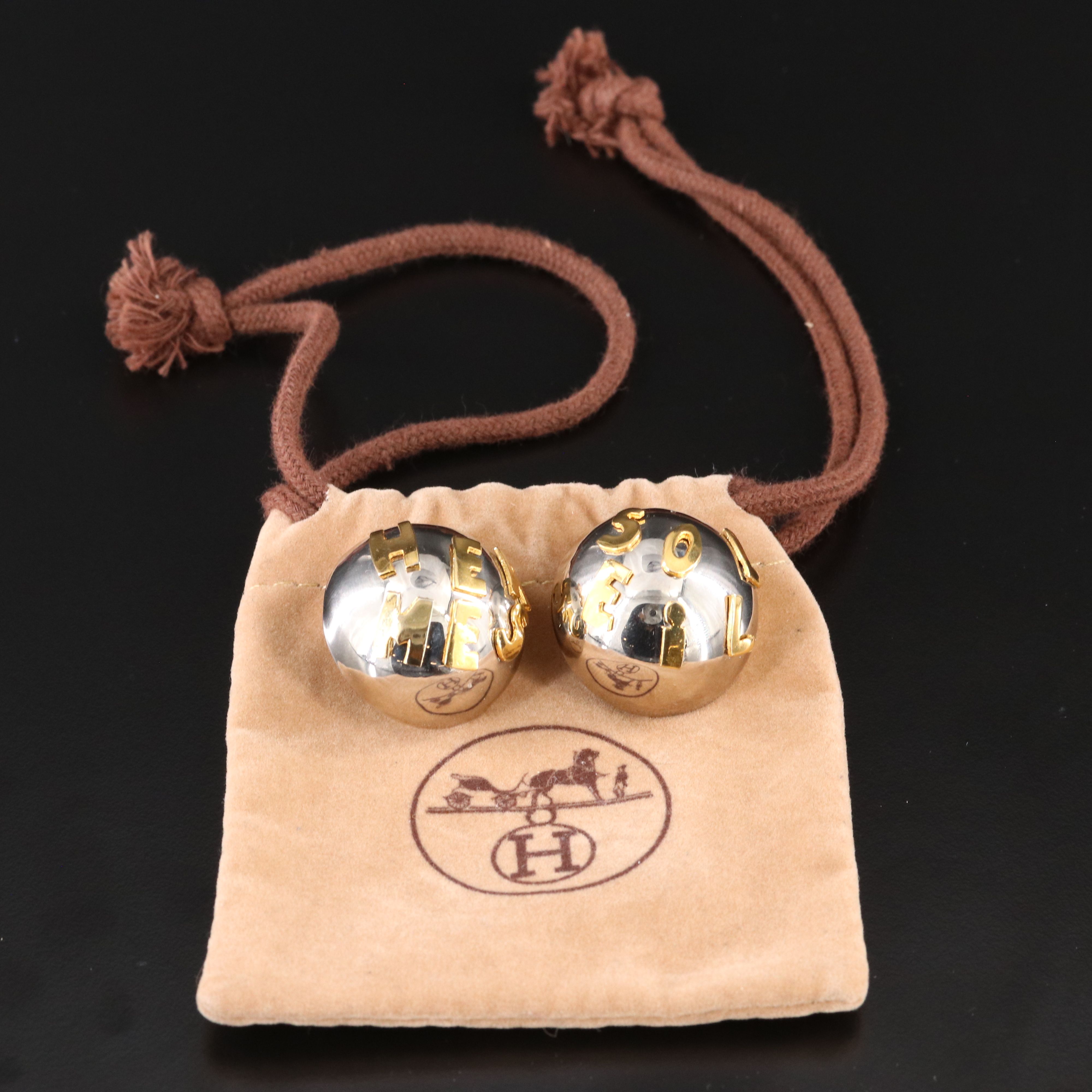 Hermes Two Tone Dome Clip Earrings