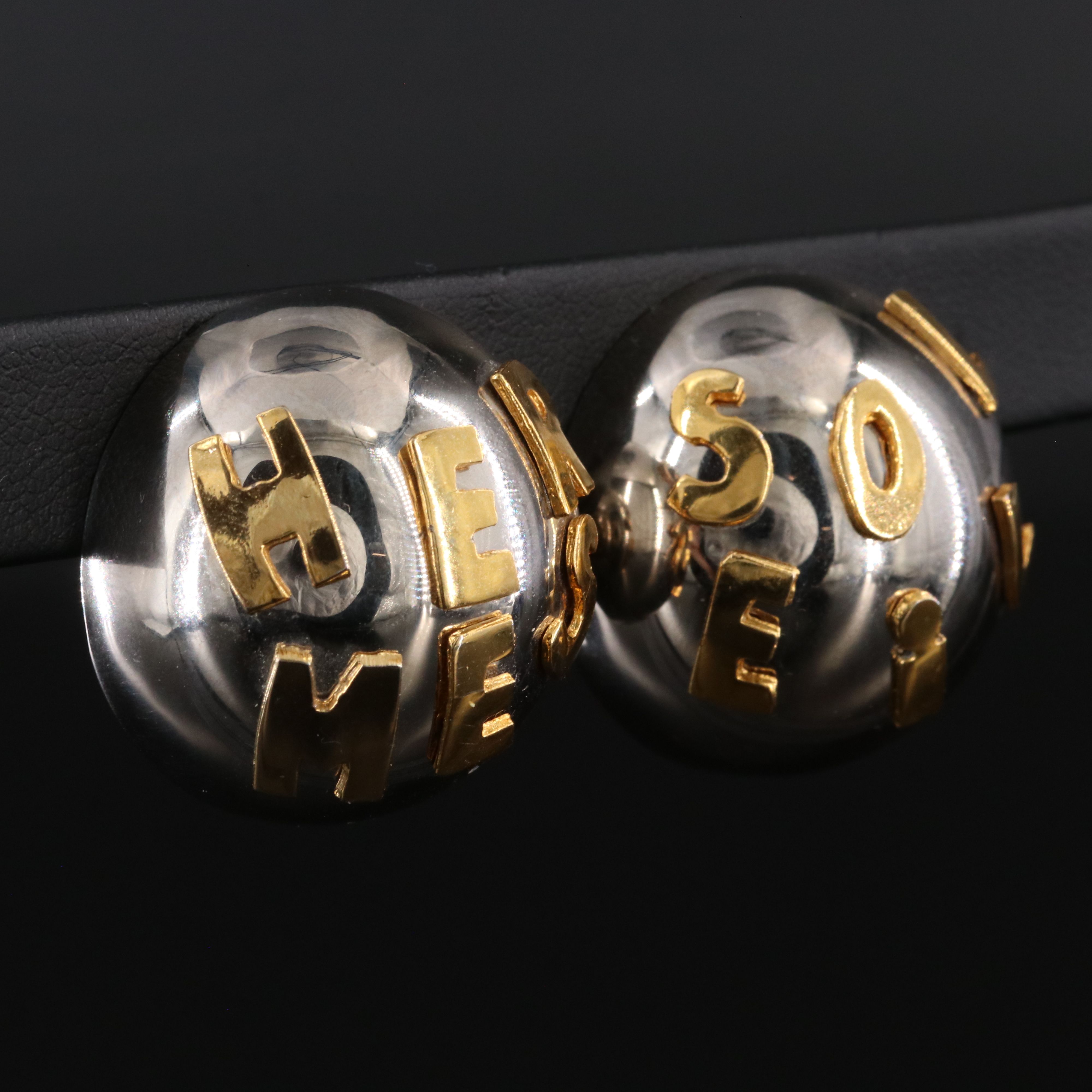 Hermes Two Tone Dome Clip Earrings