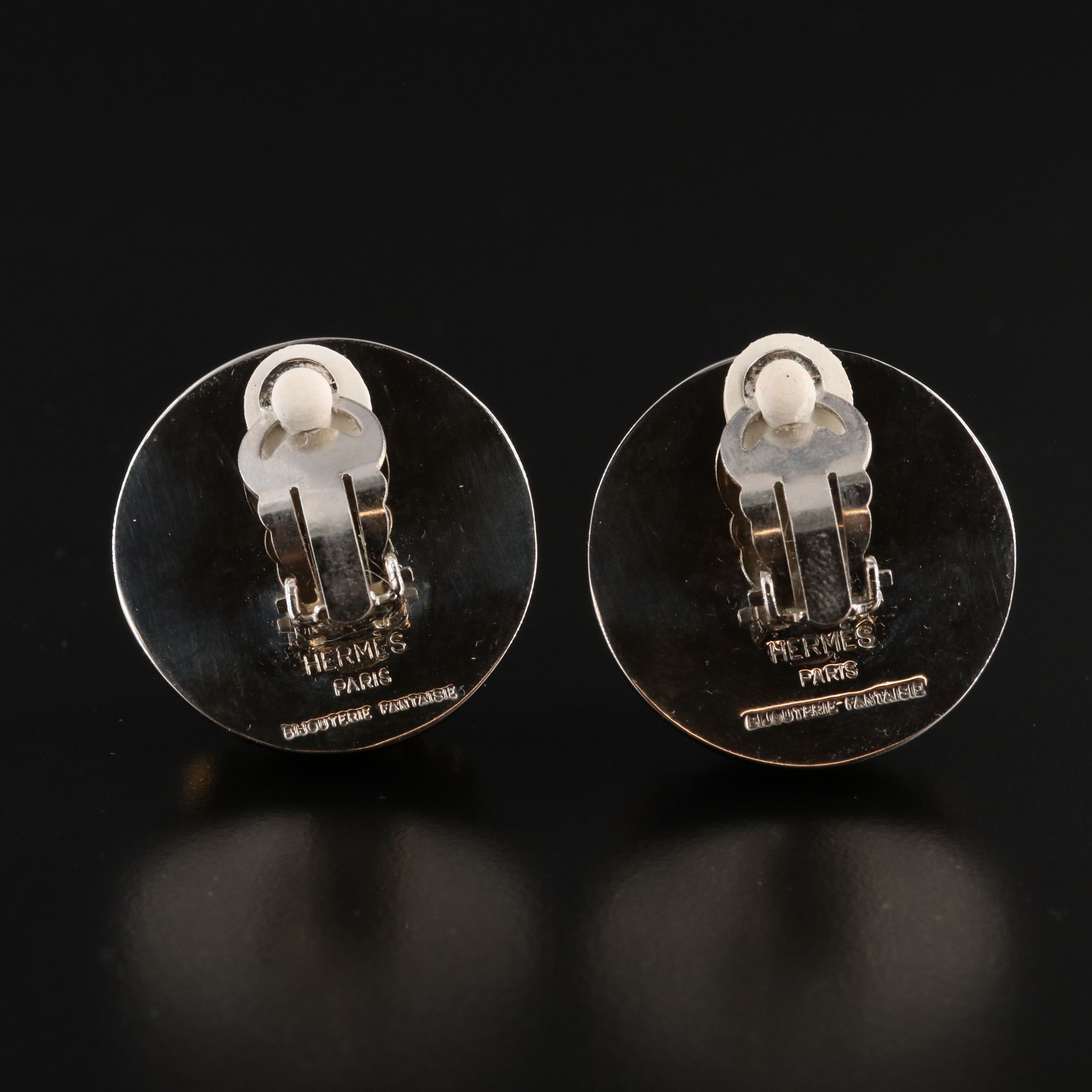 Hermes Two Tone Dome Clip Earrings