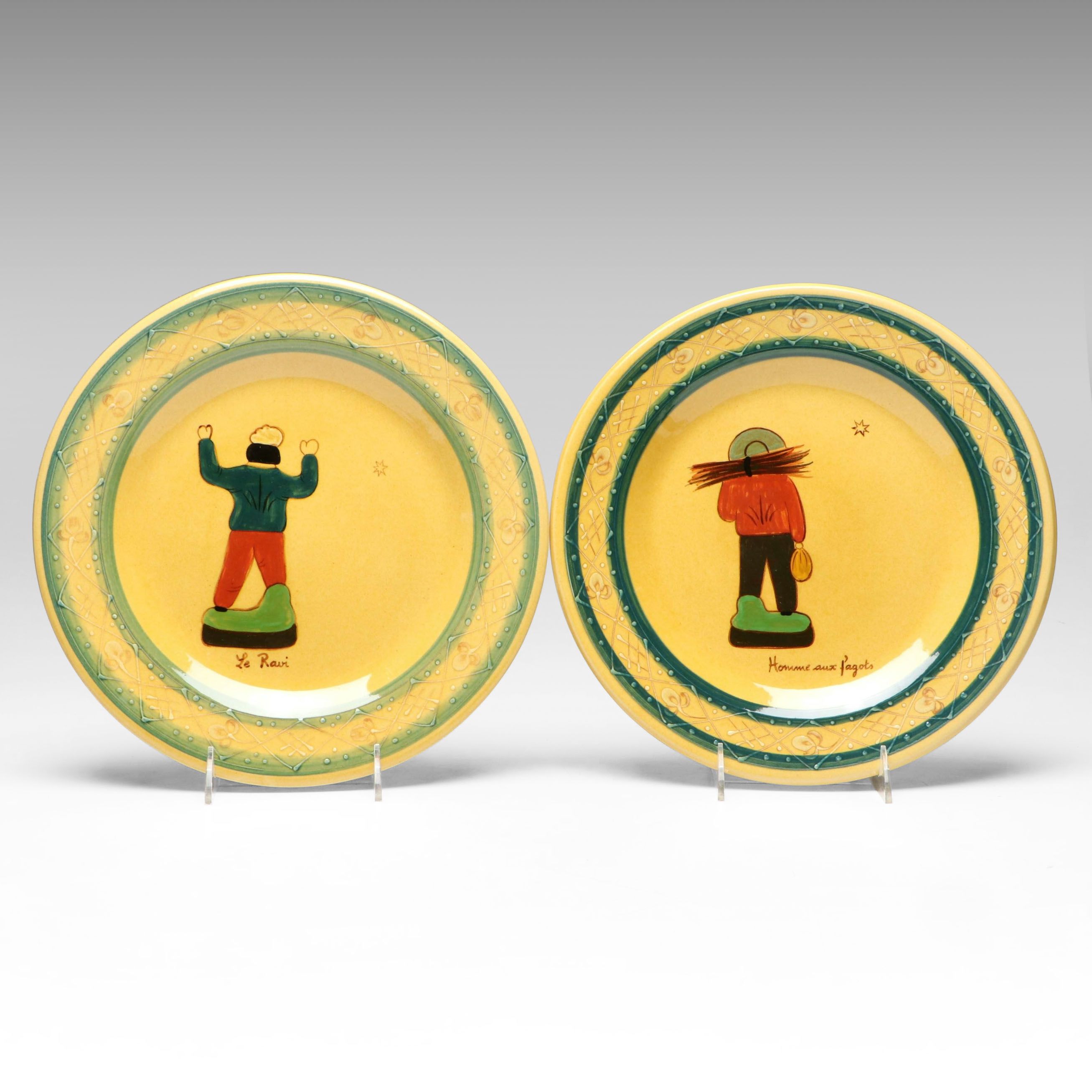 French Folk Art Terre è Provence Ceramic Plates