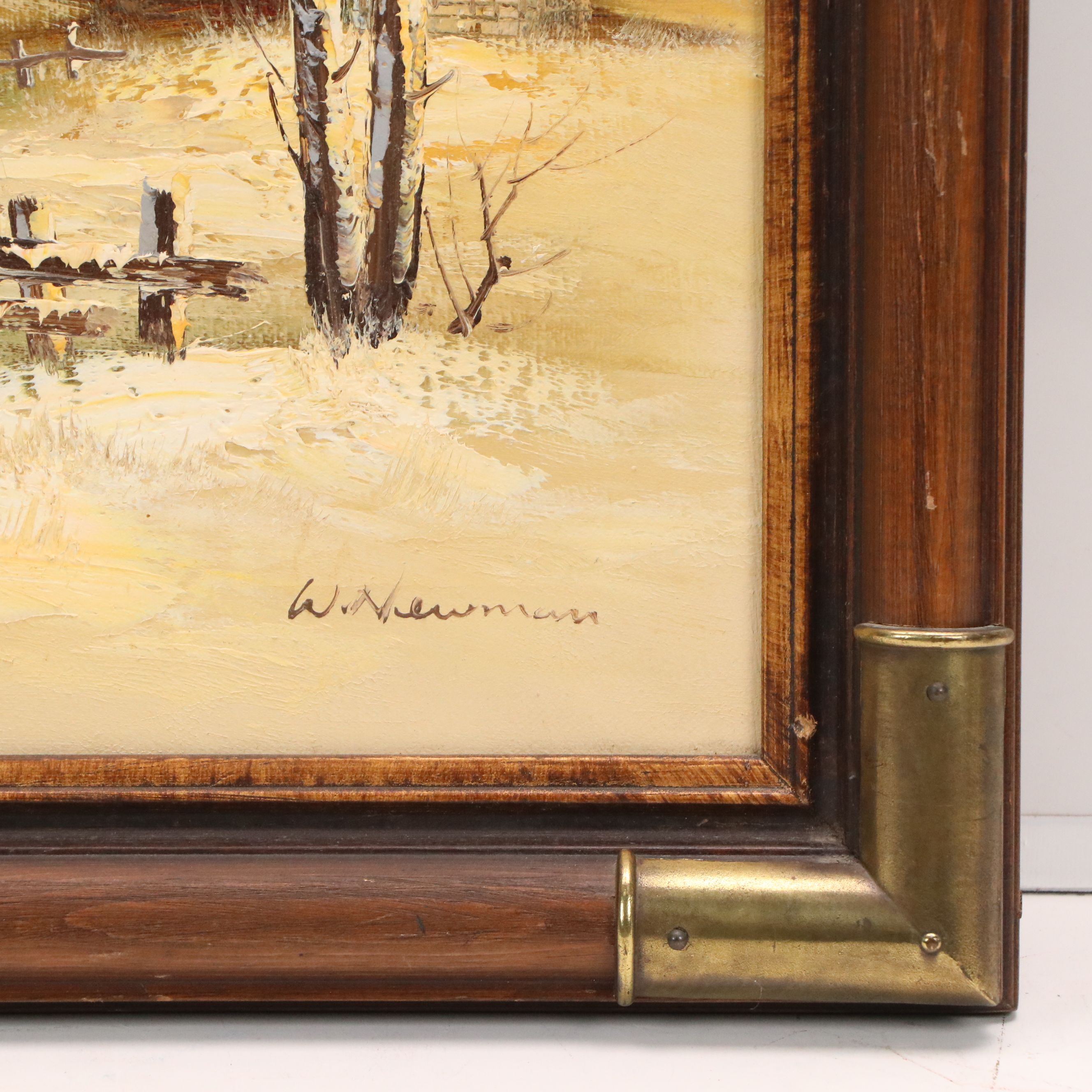 Rural Farm Landscape Oil Painting, Circa 1970