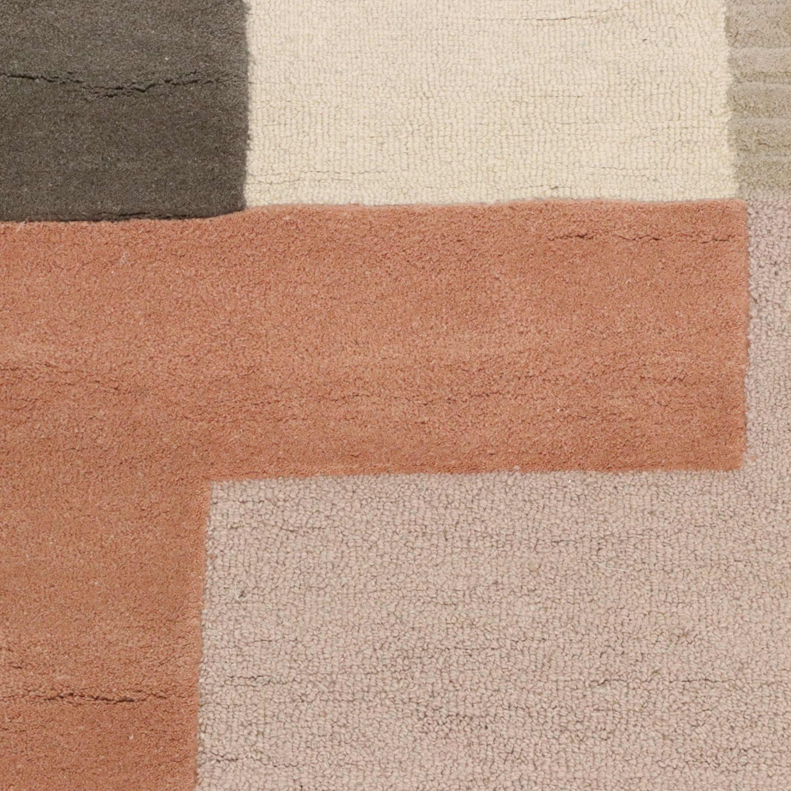 5'1 x 7' Hand-Tufted Indian Contemporary Geometric Area Rug