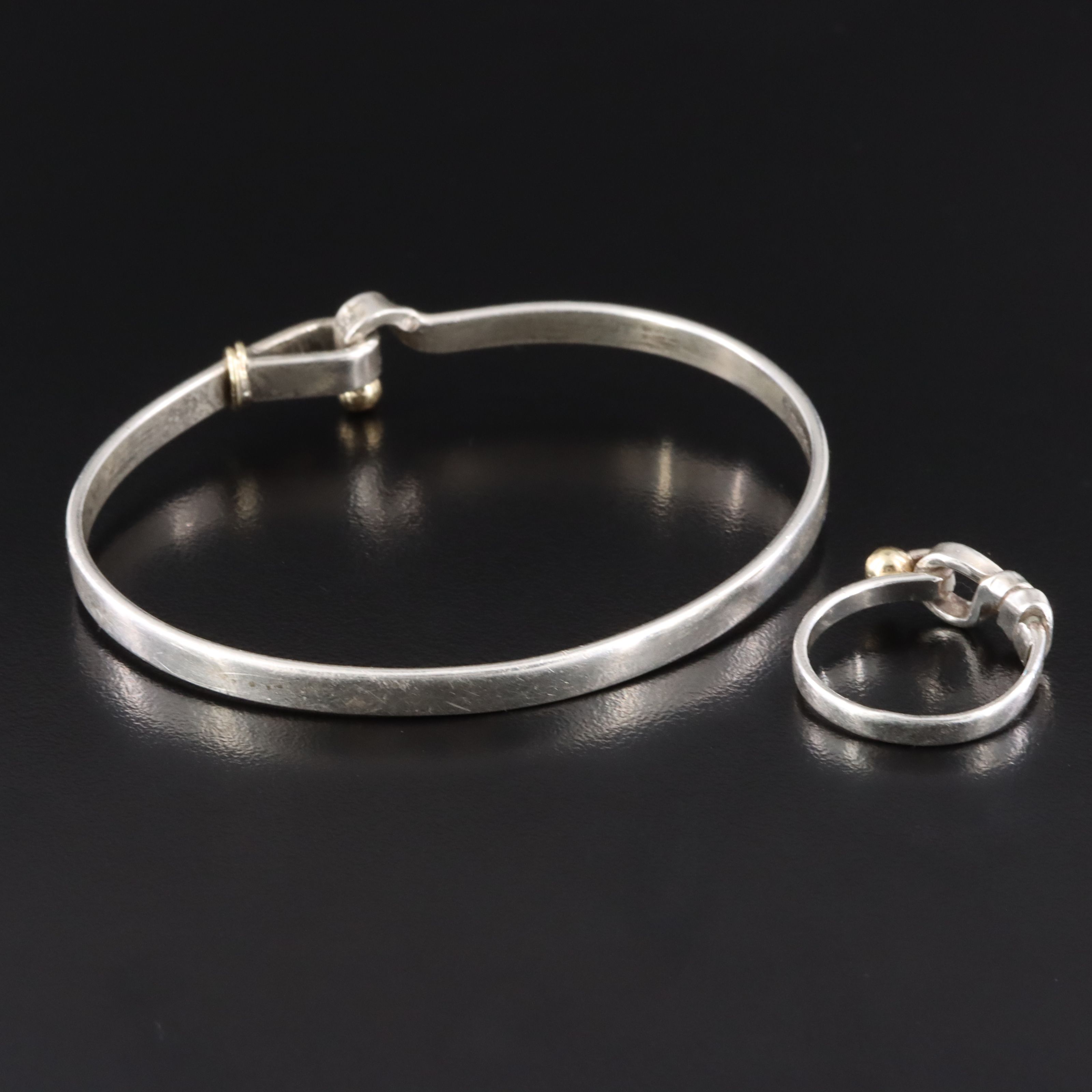 Tiffany & Co. Sterling Hook and Eye Bracelet and Ring with 18K Accent