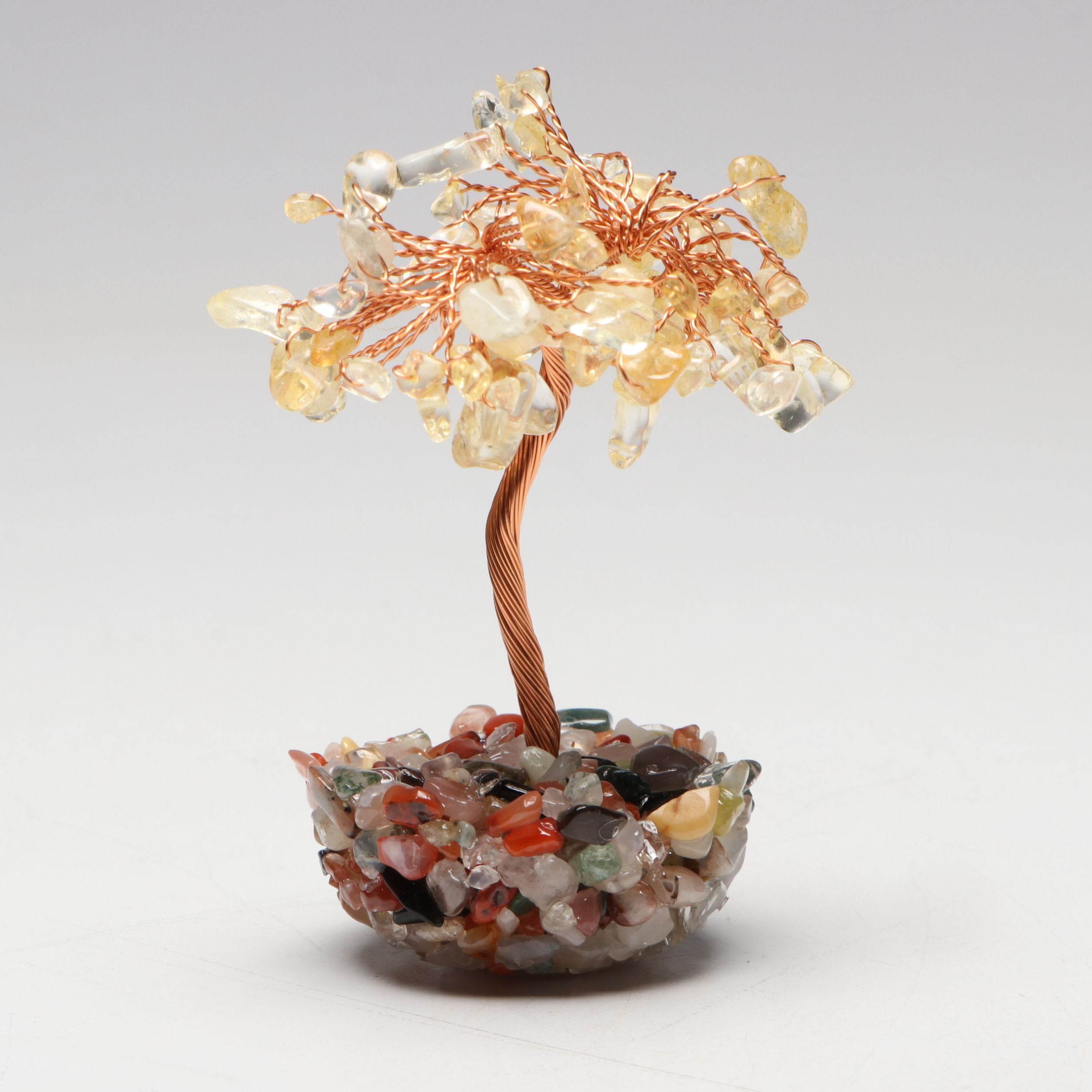 Citrine and Agate Copper Wire Tree