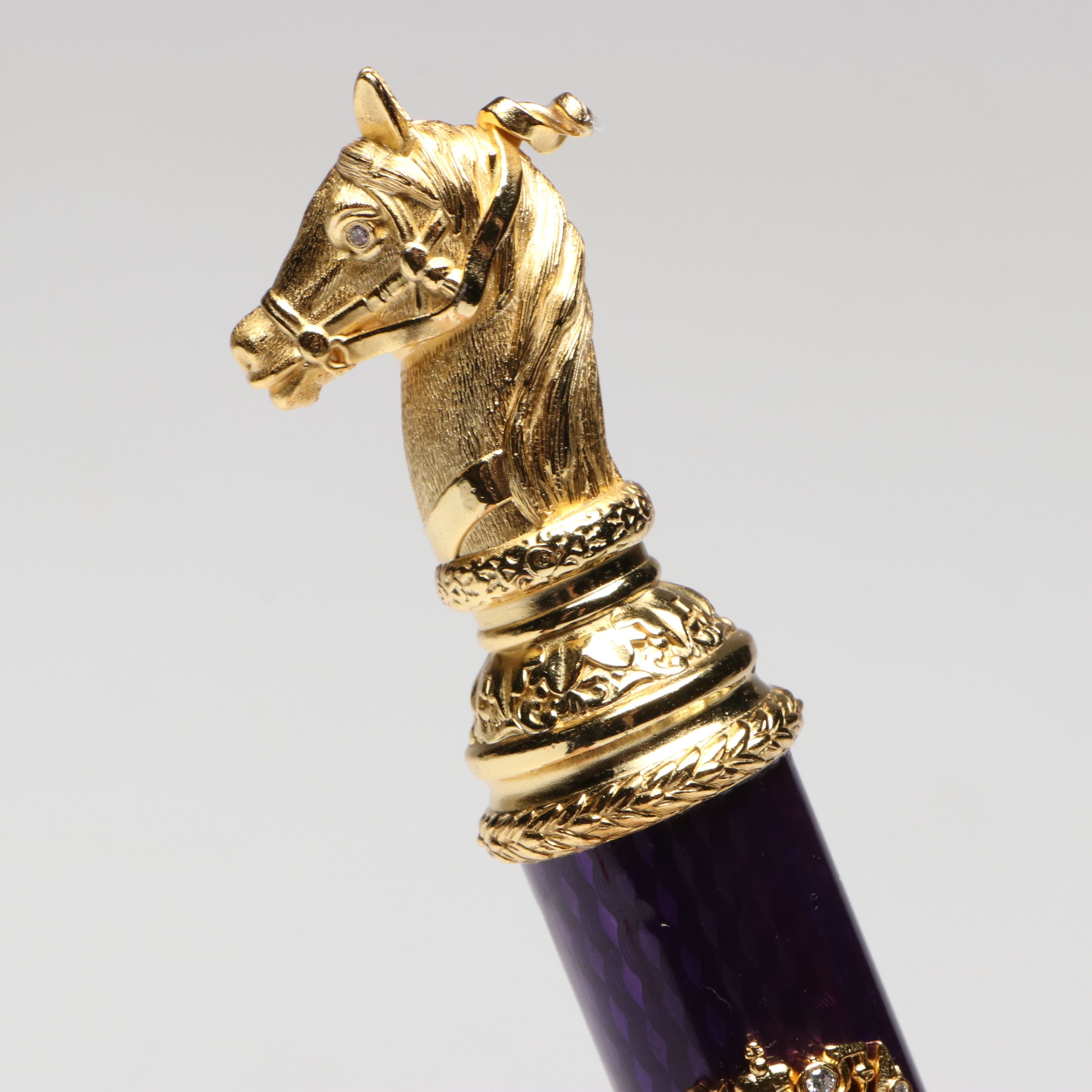 Imperial Russian Gilt Silver and Nephrite Letter Opener with Diamond Accents