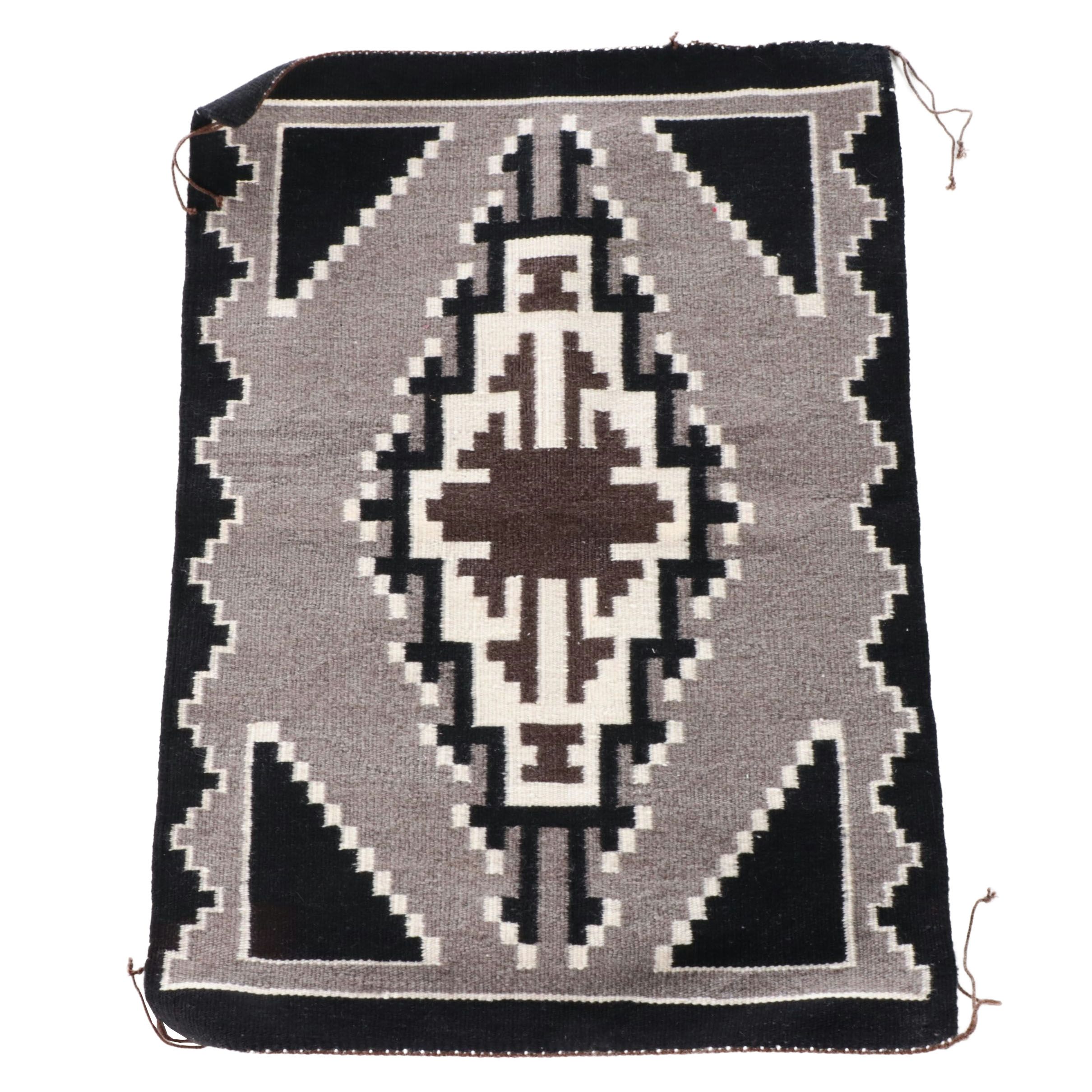 1'10 x 2'9 Handwoven Navajo Two Gray Hills Style Wool Rug