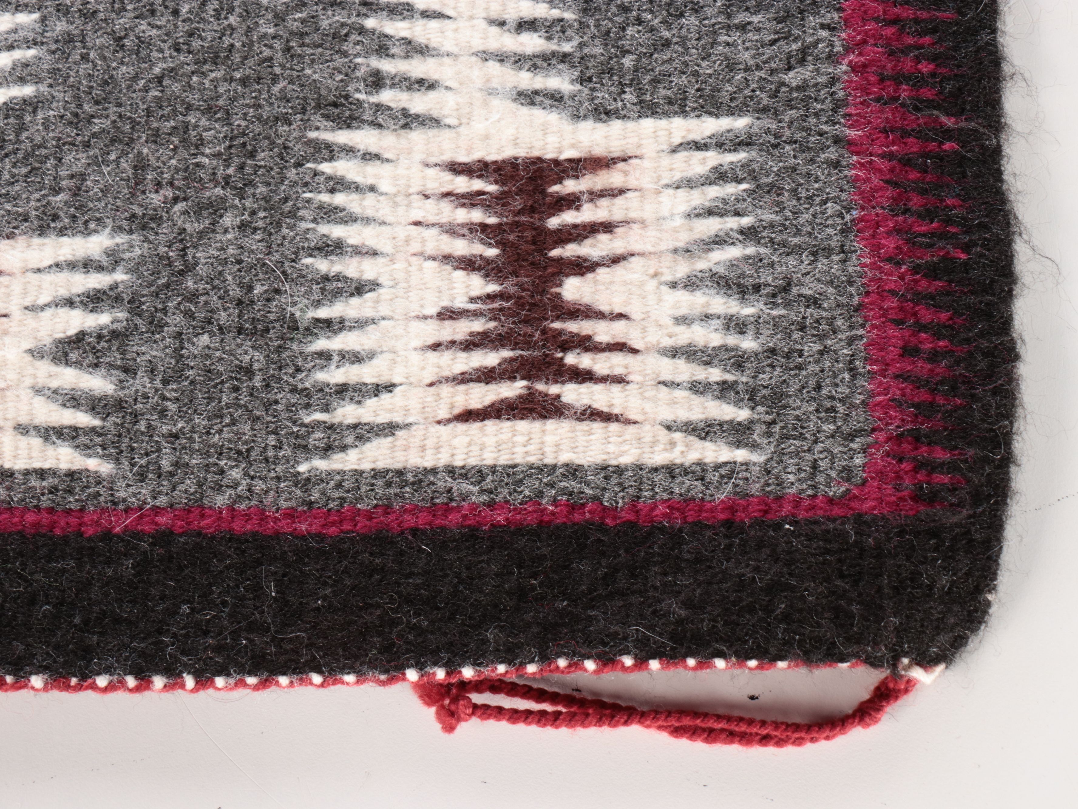 2' x 2'3 Handwoven Lucy Haski Navajo Storm Pattern Wool Rug