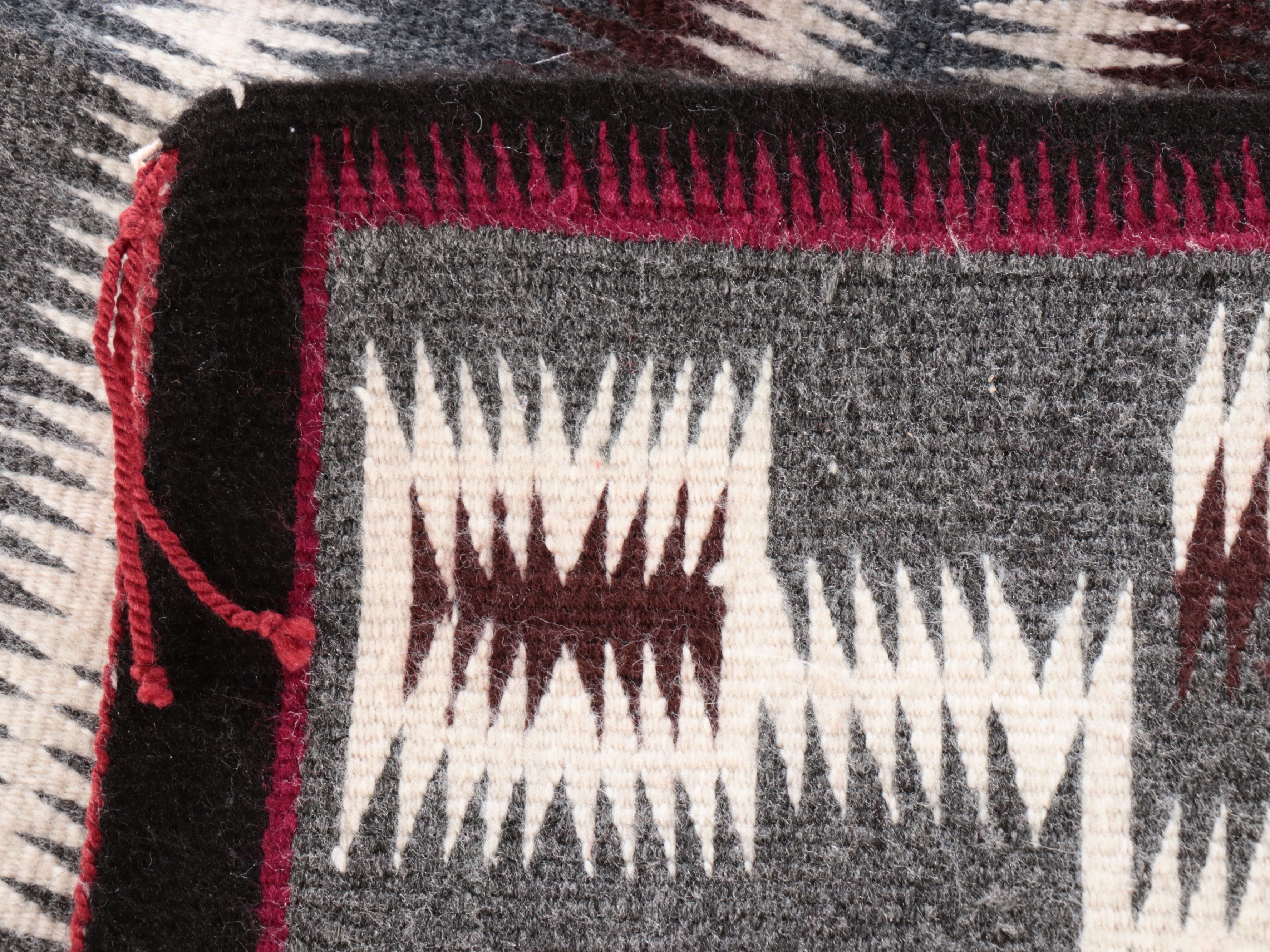 2' x 2'3 Handwoven Lucy Haski Navajo Storm Pattern Wool Rug