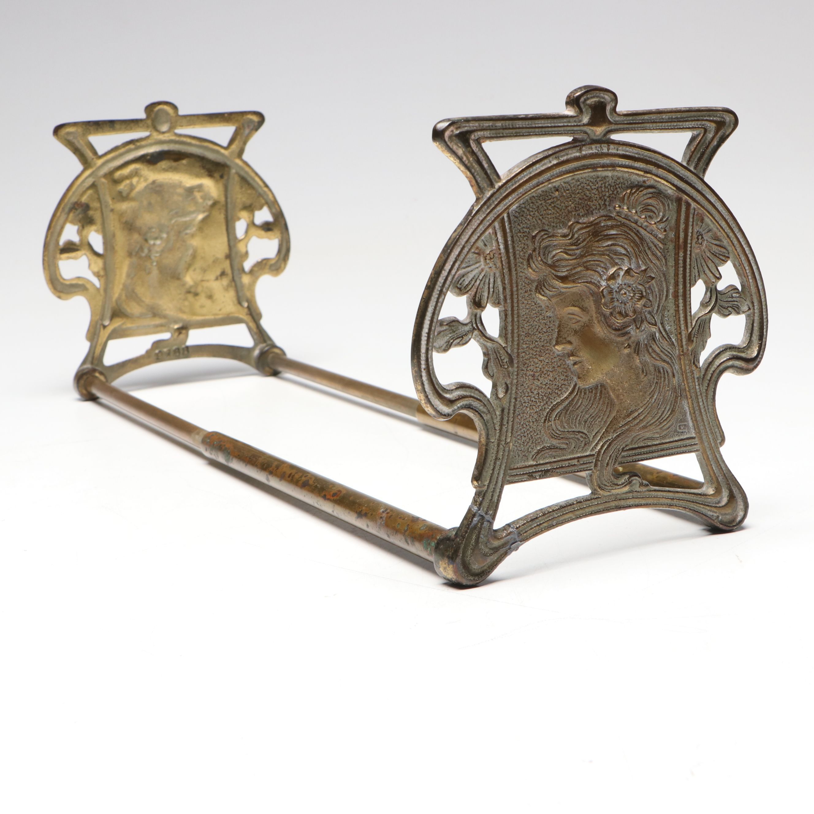 Judd Co. Art Nouveau Style Brass Expandable Bookends, Early 20th Century