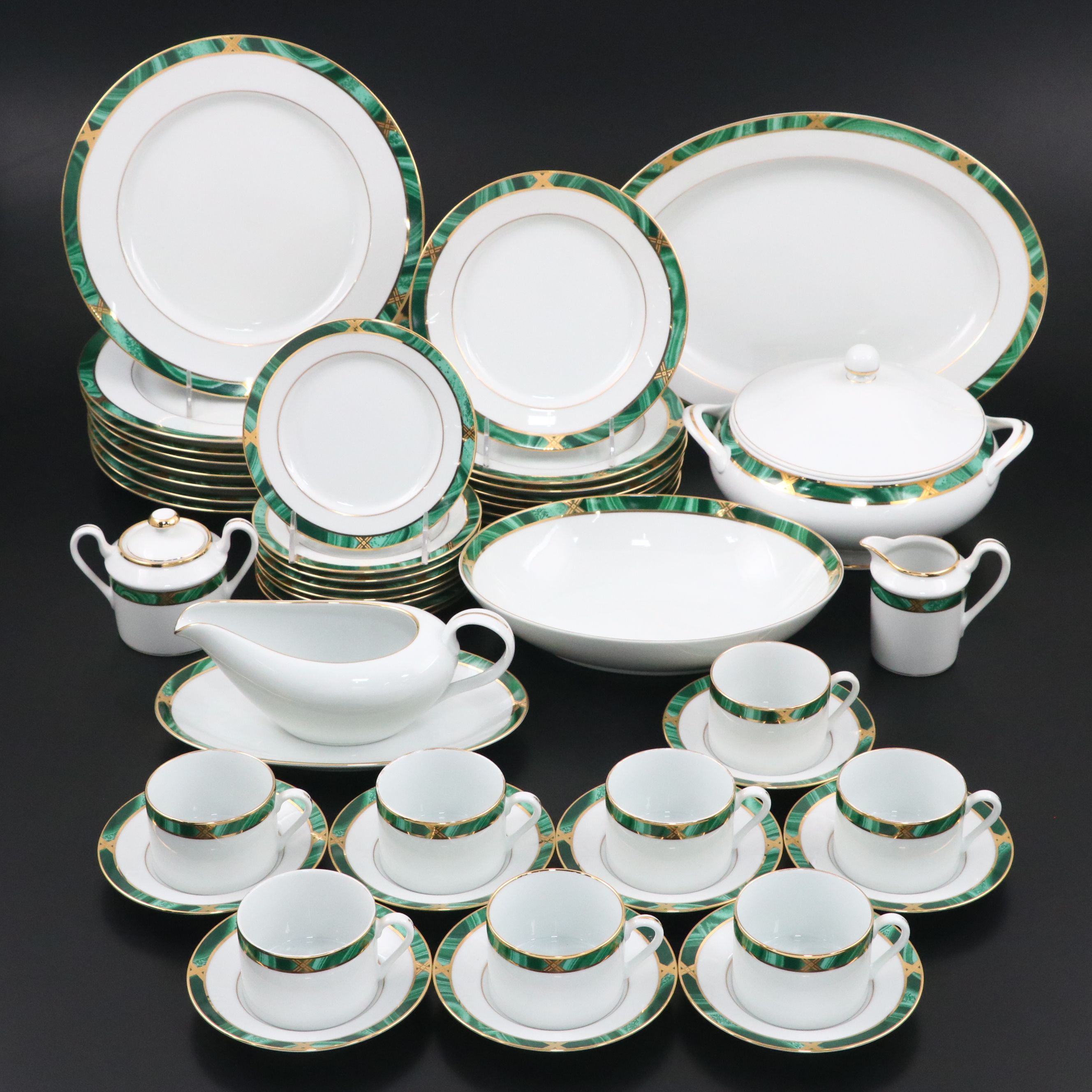 Fitz & Floyd "Greenwich" Gilt Porcelain Dinnerware, 1990s