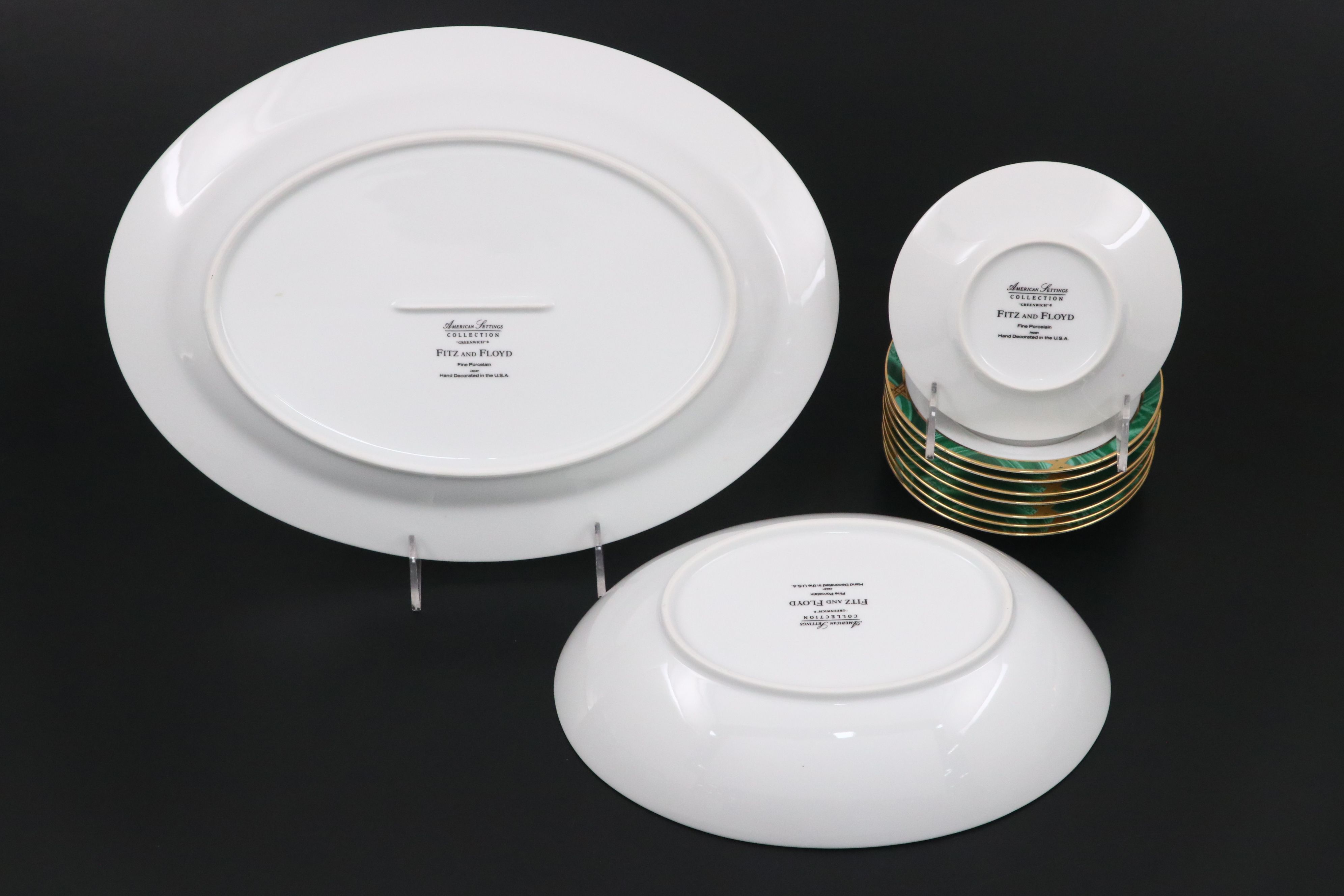 Fitz & Floyd "Greenwich" Gilt Porcelain Dinnerware, 1990s