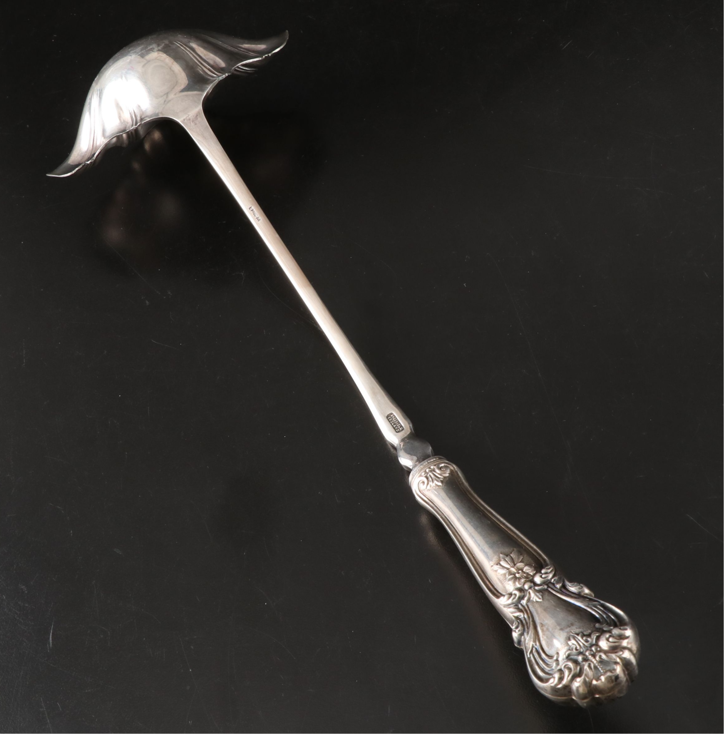 MCM Dorothy Thorpe Style Glass Punch Bowl and Cups with Silver Plate Ladle