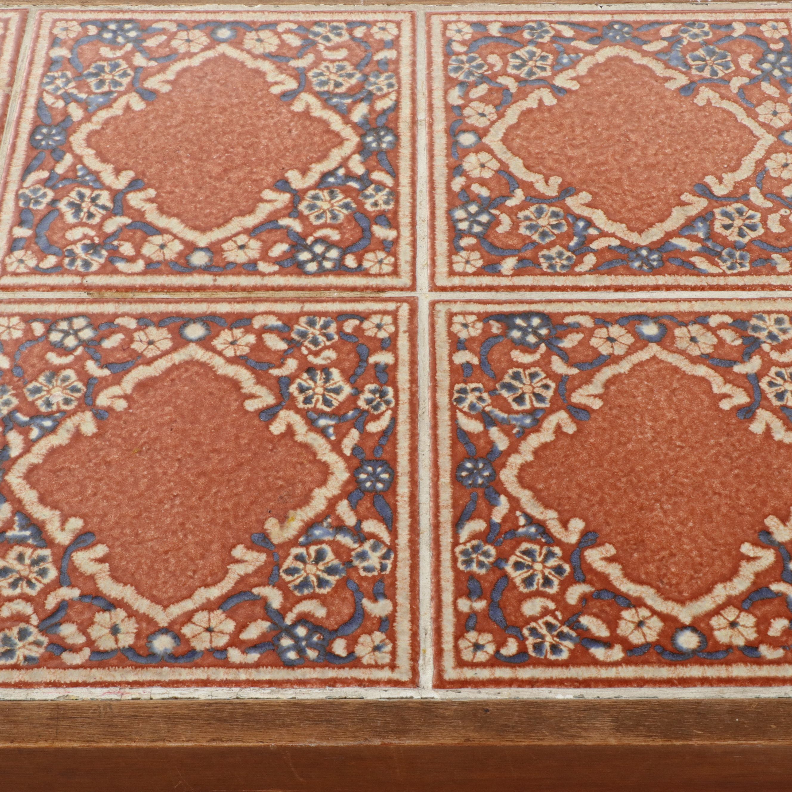 Mid Century Modern Teak Console Table with Inset Ceramic Tiles