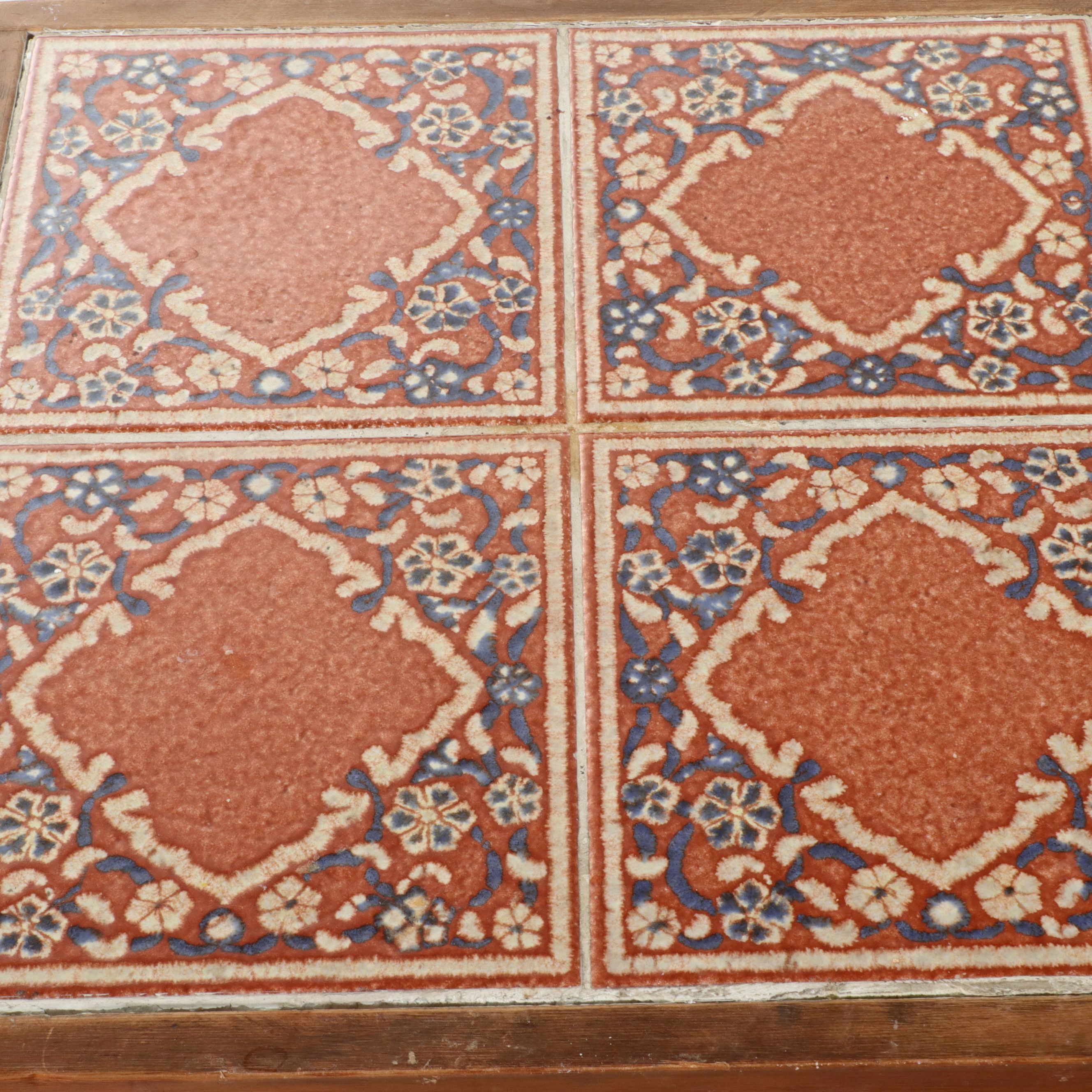 Mid Century Modern Teak Console Table with Inset Ceramic Tiles