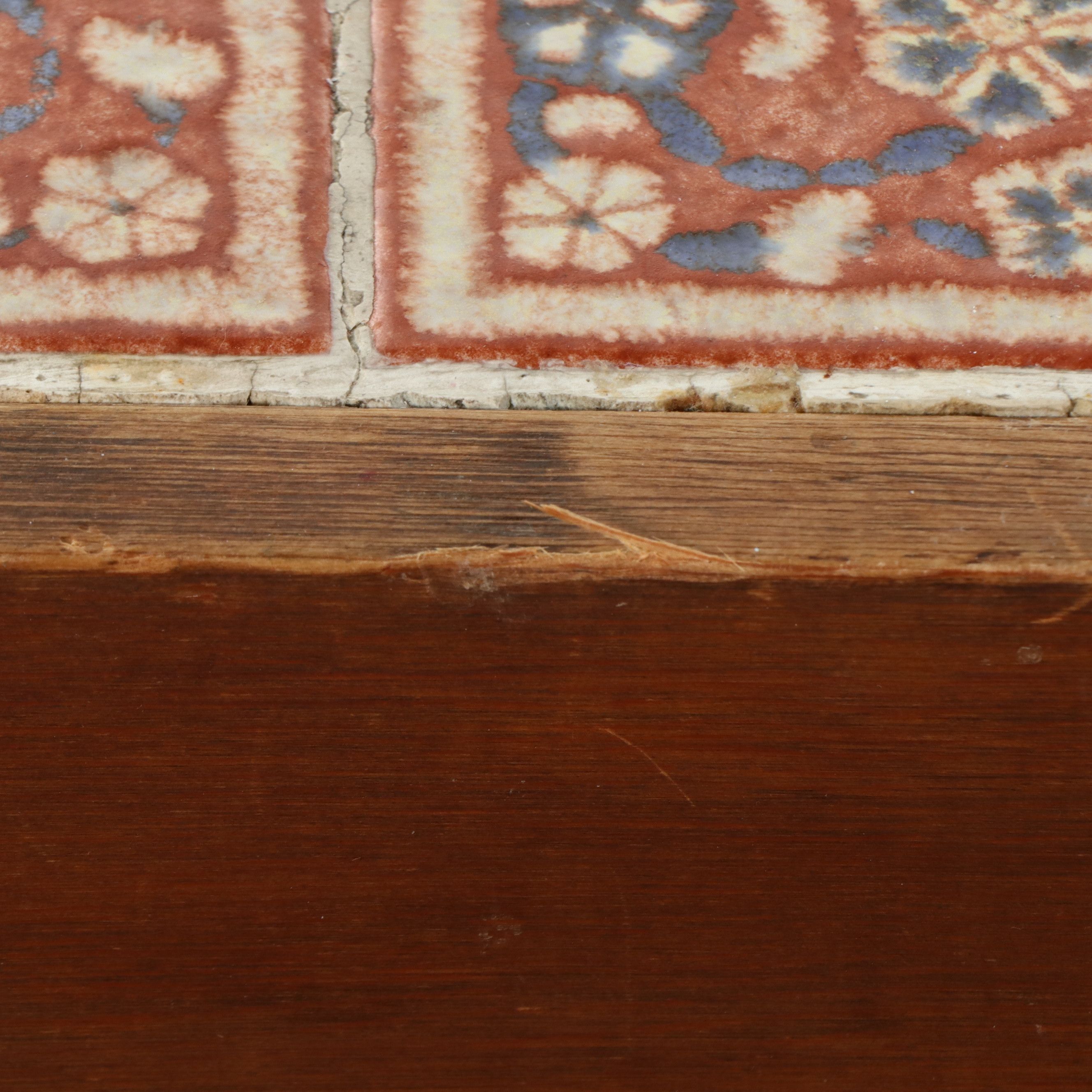 Mid Century Modern Teak Console Table with Inset Ceramic Tiles