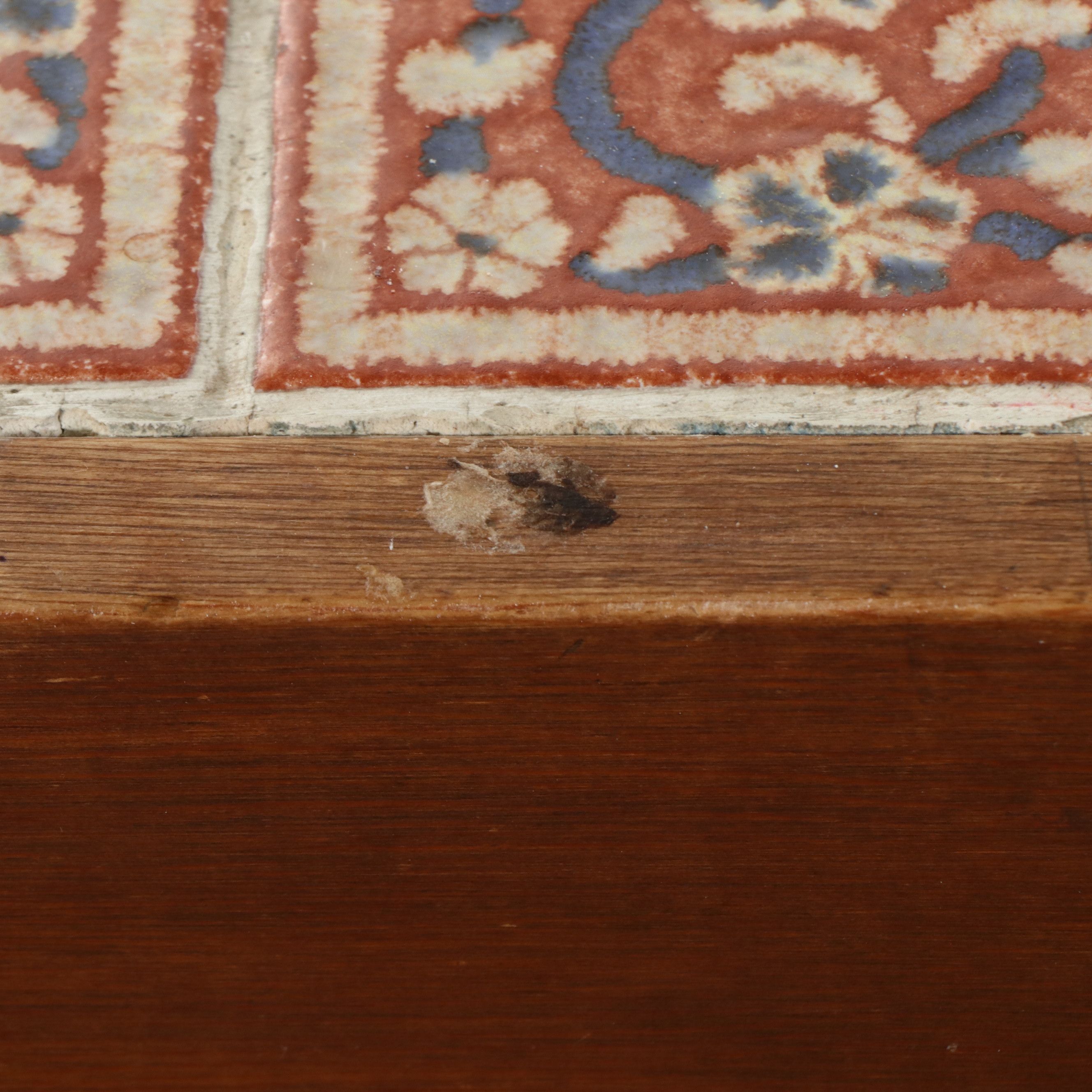Mid Century Modern Teak Console Table with Inset Ceramic Tiles